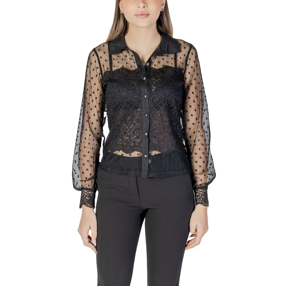 Morgan De Toi Women's Black Polyester Tops & T-Shirt