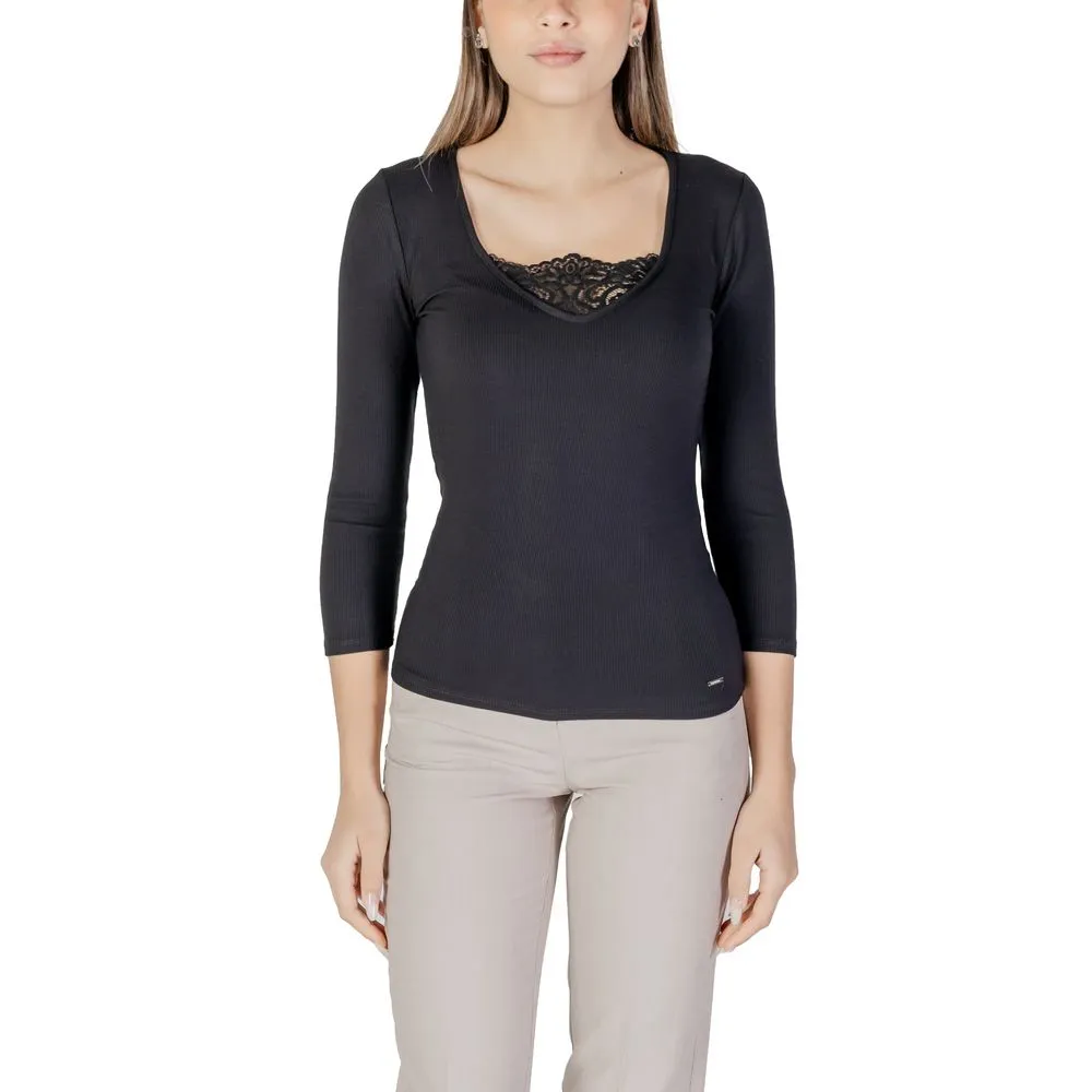 Morgan De Toi Women's Black Viscose Tops & T-Shirt