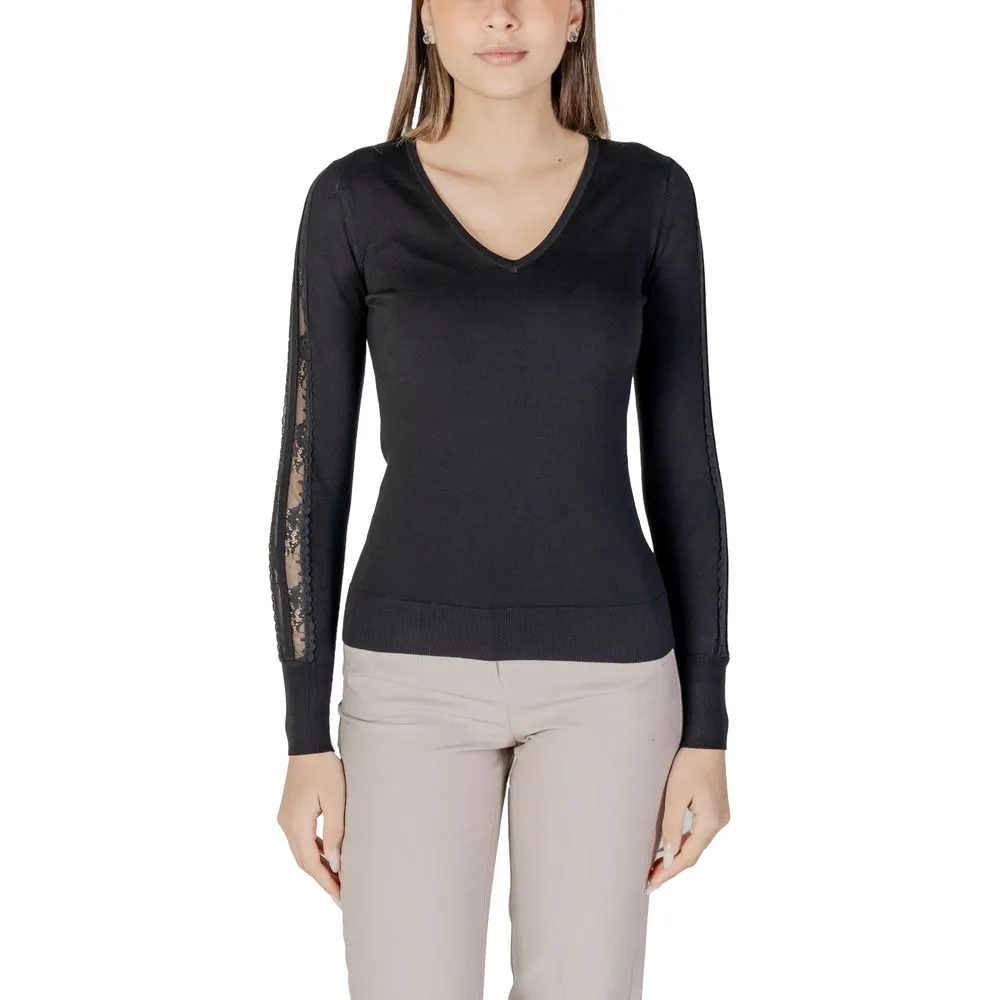 Morgan De Toi Women's Black Viscose Tops & T-Shirt
