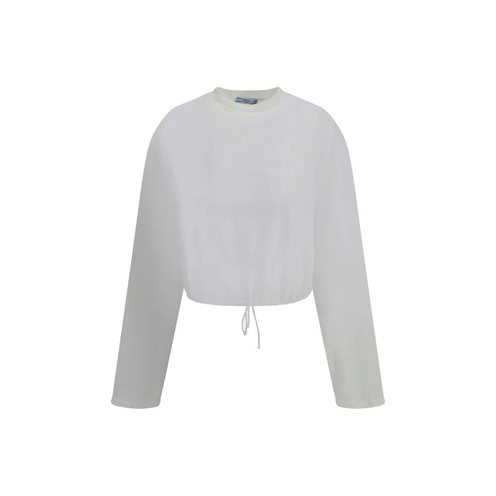 Prada Women's Adjustable ribbon hem long-Sleeve Top
