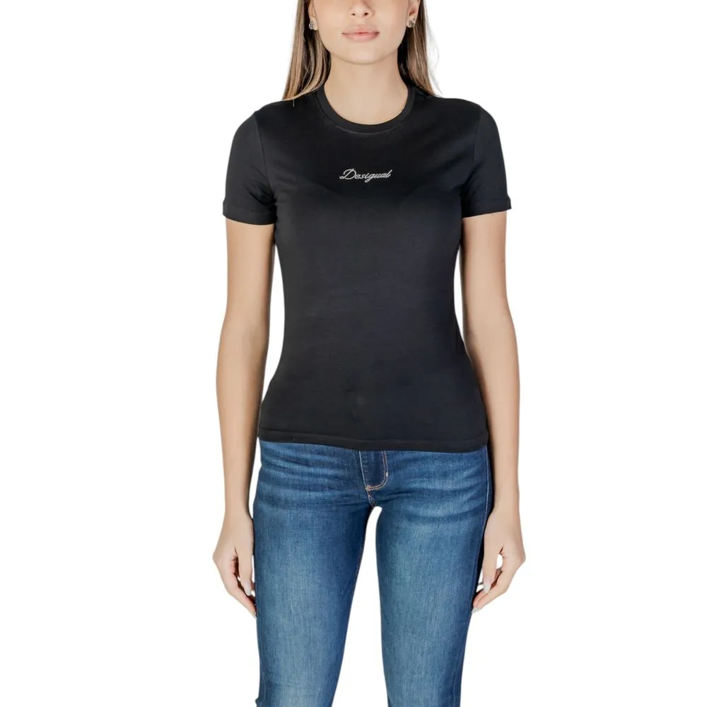 Desigual Women's Black Cotton Tops & T-Shirt