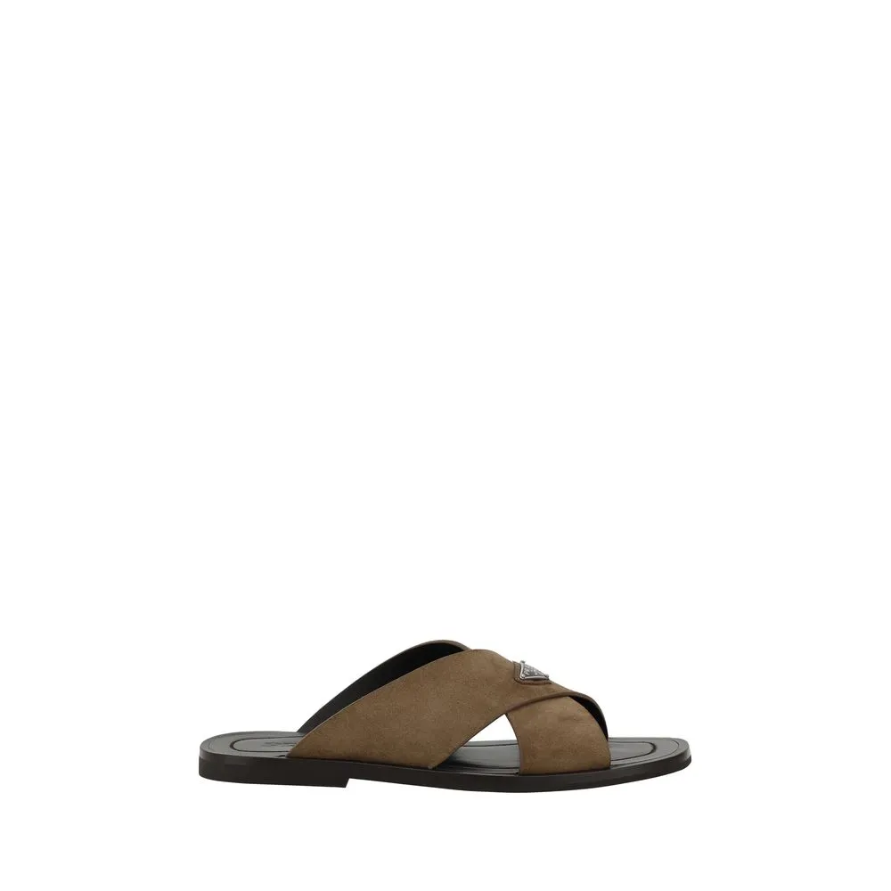Prada Men's Criss Cross Slides Sandals