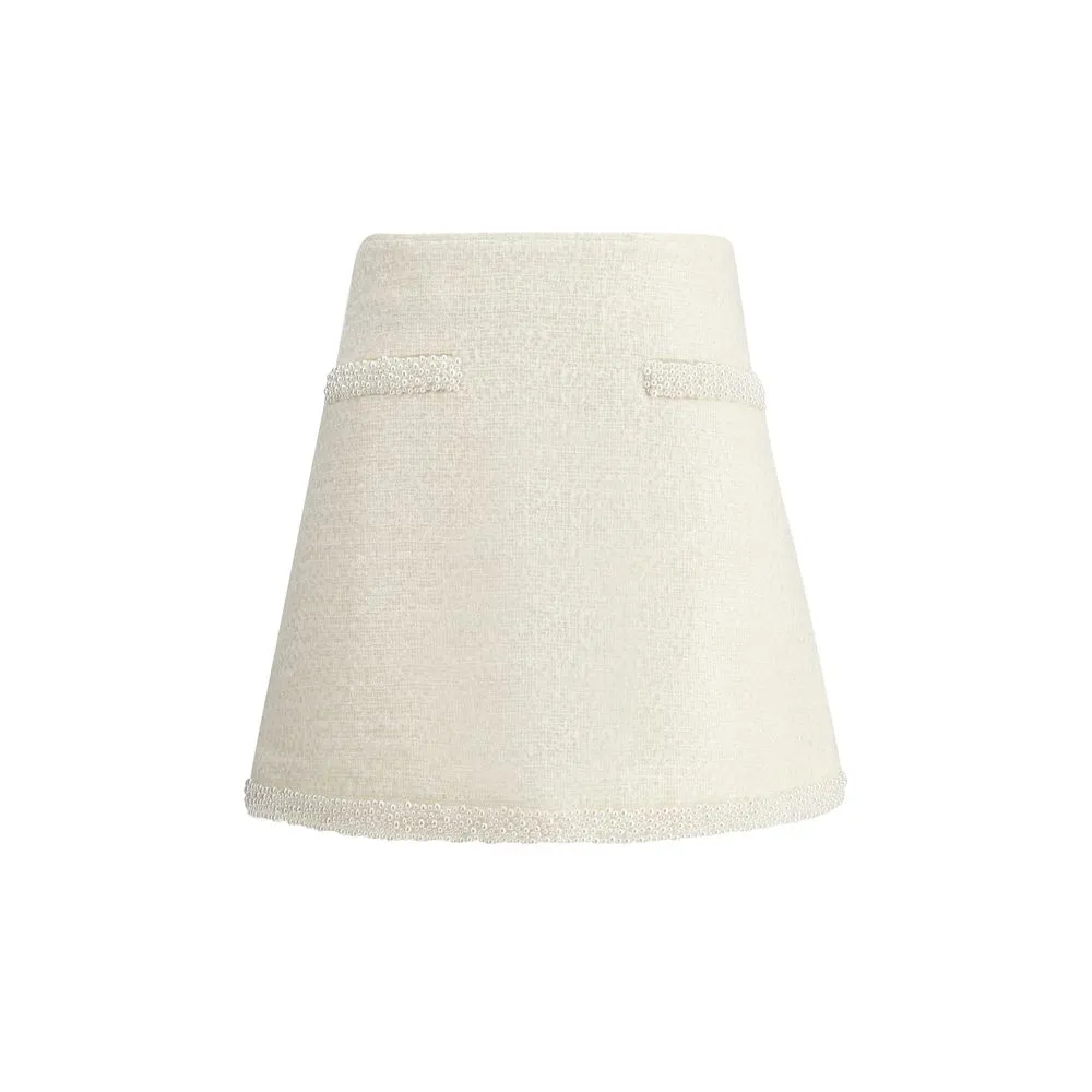 Self-Portrait Women's Pearls bouclé Miniskirt