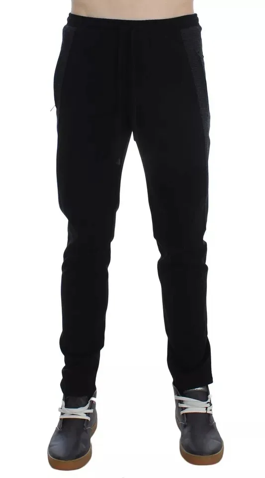 Dolce & Gabbana Men's Black Gray Wool Casual Trousers Stripe Pants