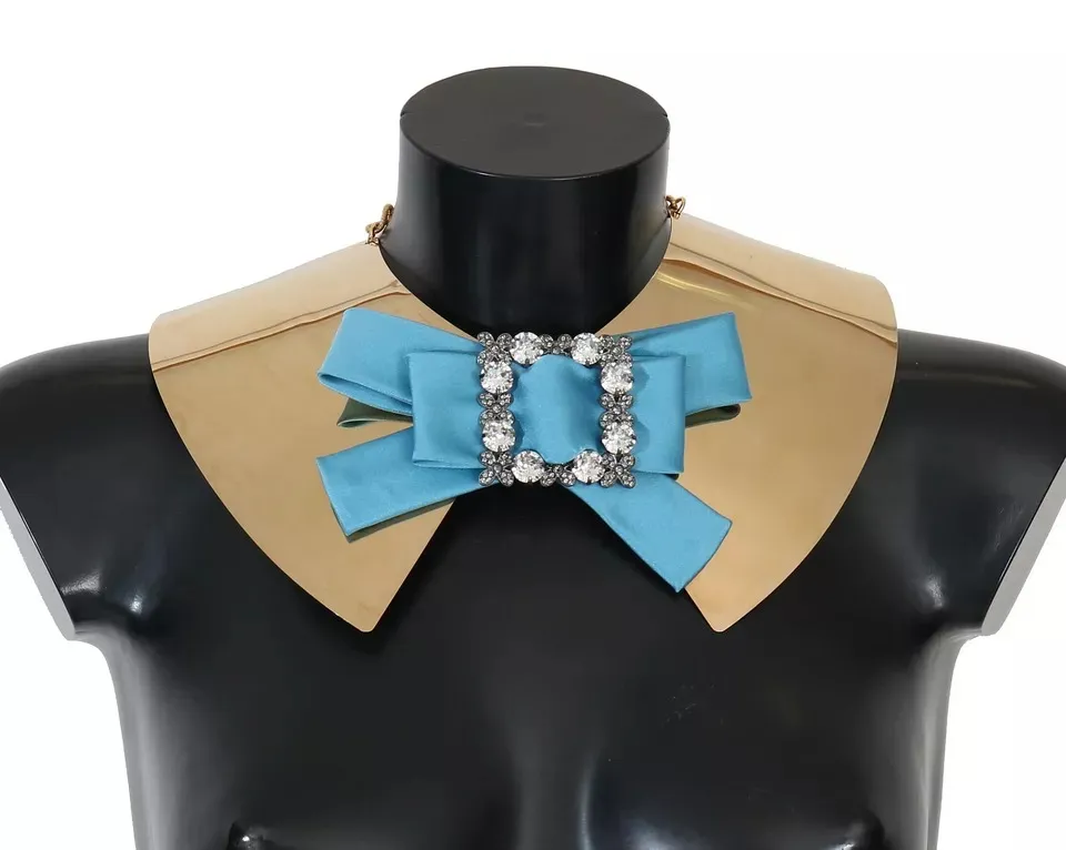 Dolce & Gabbana Women's Gold Bow Crystal Embellished Runway Collar Necklace