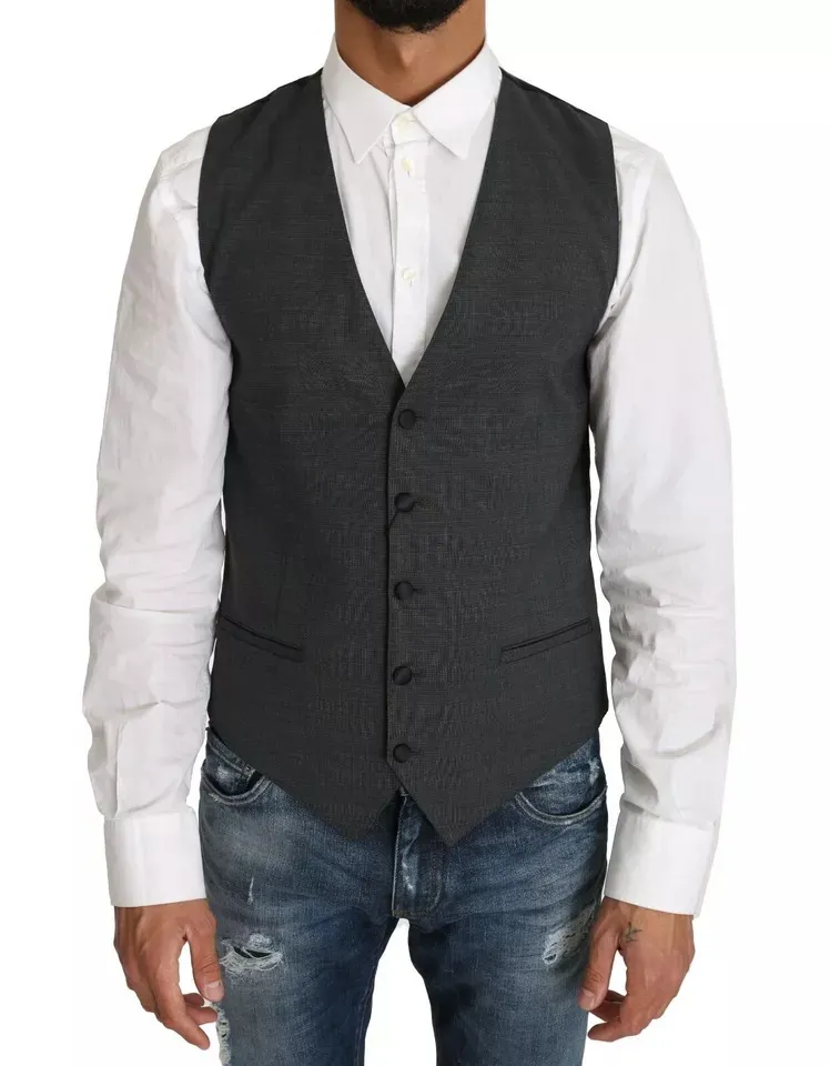 Dolce & Gabbana Men's Gray Wool Dress Waistcoat Gillet Vest