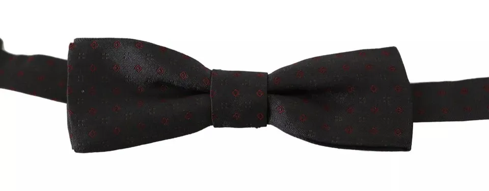 Dolce & Gabbana Men's Gray Dotted Silk Adjustable Neck Bow Tie