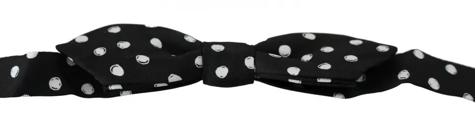 Dolce & Gabbana Men's Black Polka Dots Adjustable Neck Bow Tie
