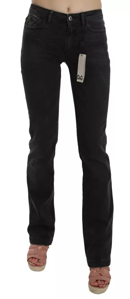 Dolce & Gabbana Women's Black Slim Fit Cotton Jeans D&G Pants