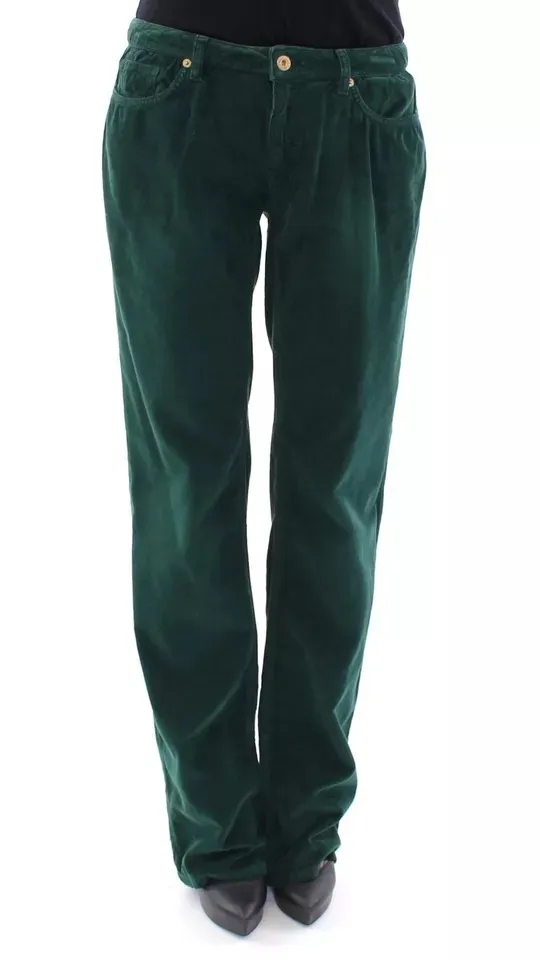 Dolce & Gabbana Women's Green Cotton Corduroys SLIMMY Fit D&G Pants
