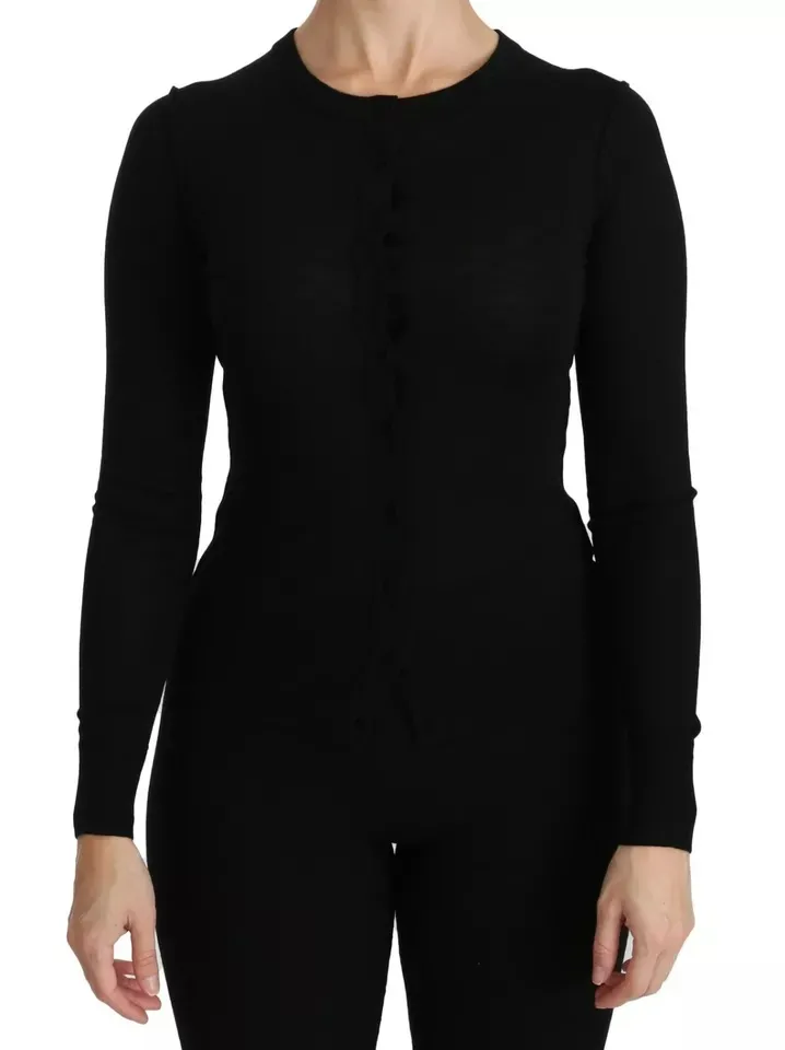 Dolce & Gabbana Women's Black Virgin Wool Long Sleeve Top Blouse Top