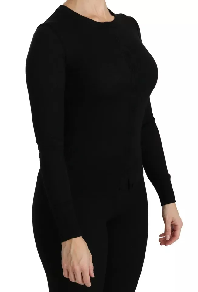 Dolce & Gabbana Women's Black Virgin Wool Long Sleeve Top Blouse Top