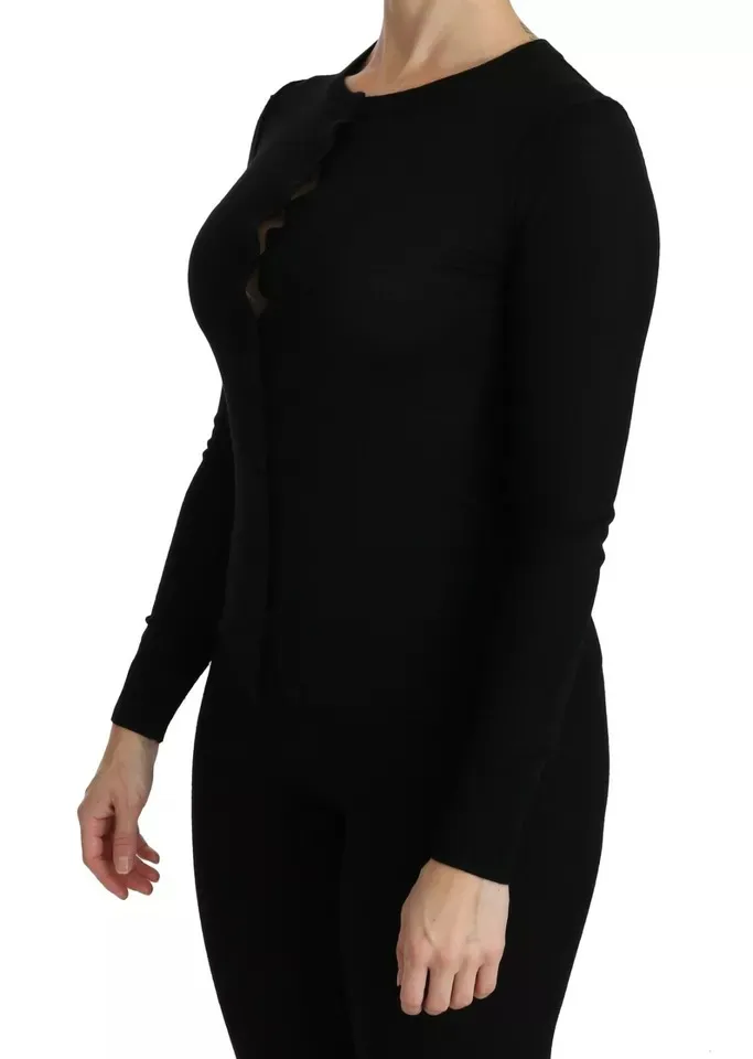 Dolce & Gabbana Women's Black Virgin Wool Long Sleeve Top Blouse Top