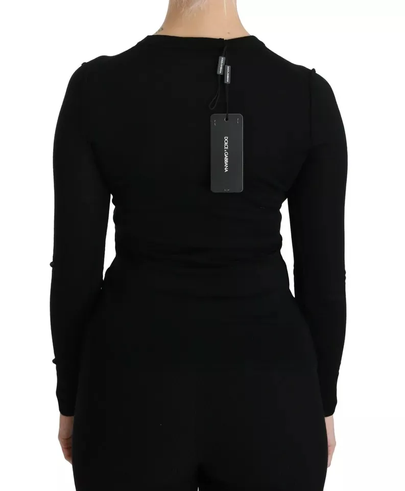 Dolce & Gabbana Women's Black Virgin Wool Long Sleeve Top Blouse Top