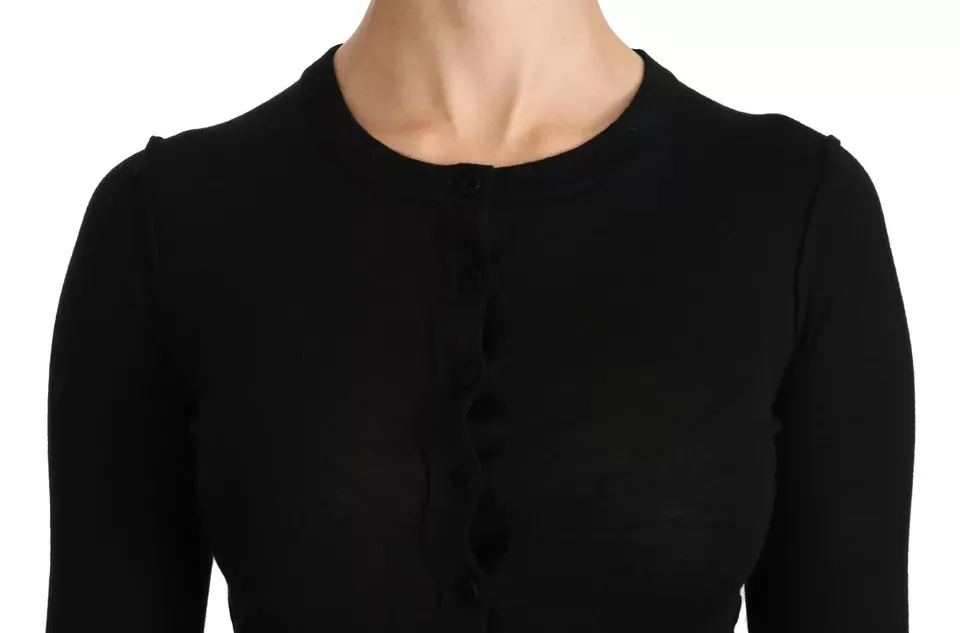 Dolce & Gabbana Women's Black Virgin Wool Long Sleeve Top Blouse Top
