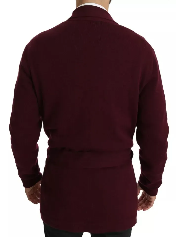 Dolce & Gabbana Men's Bordeaux Cashmere Crown Cardigan Sweater