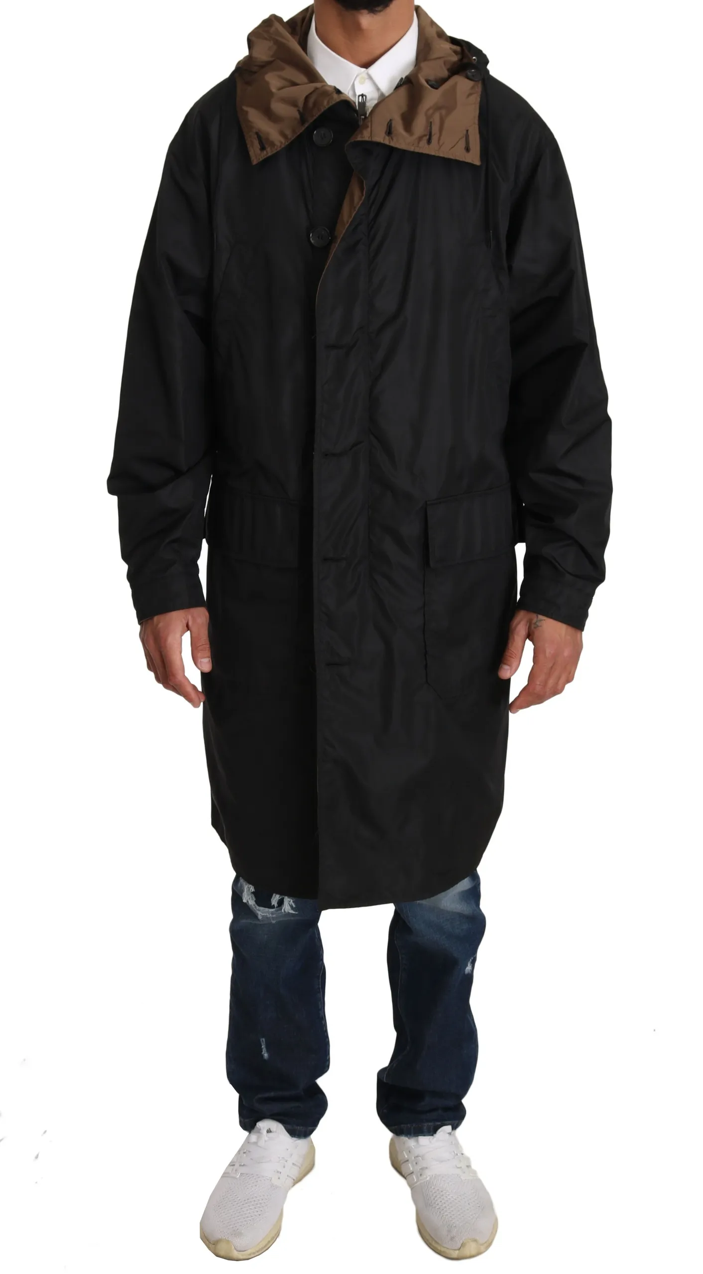 Dolce & Gabbana Men's Elegant Reversible Hooded Raincoat
