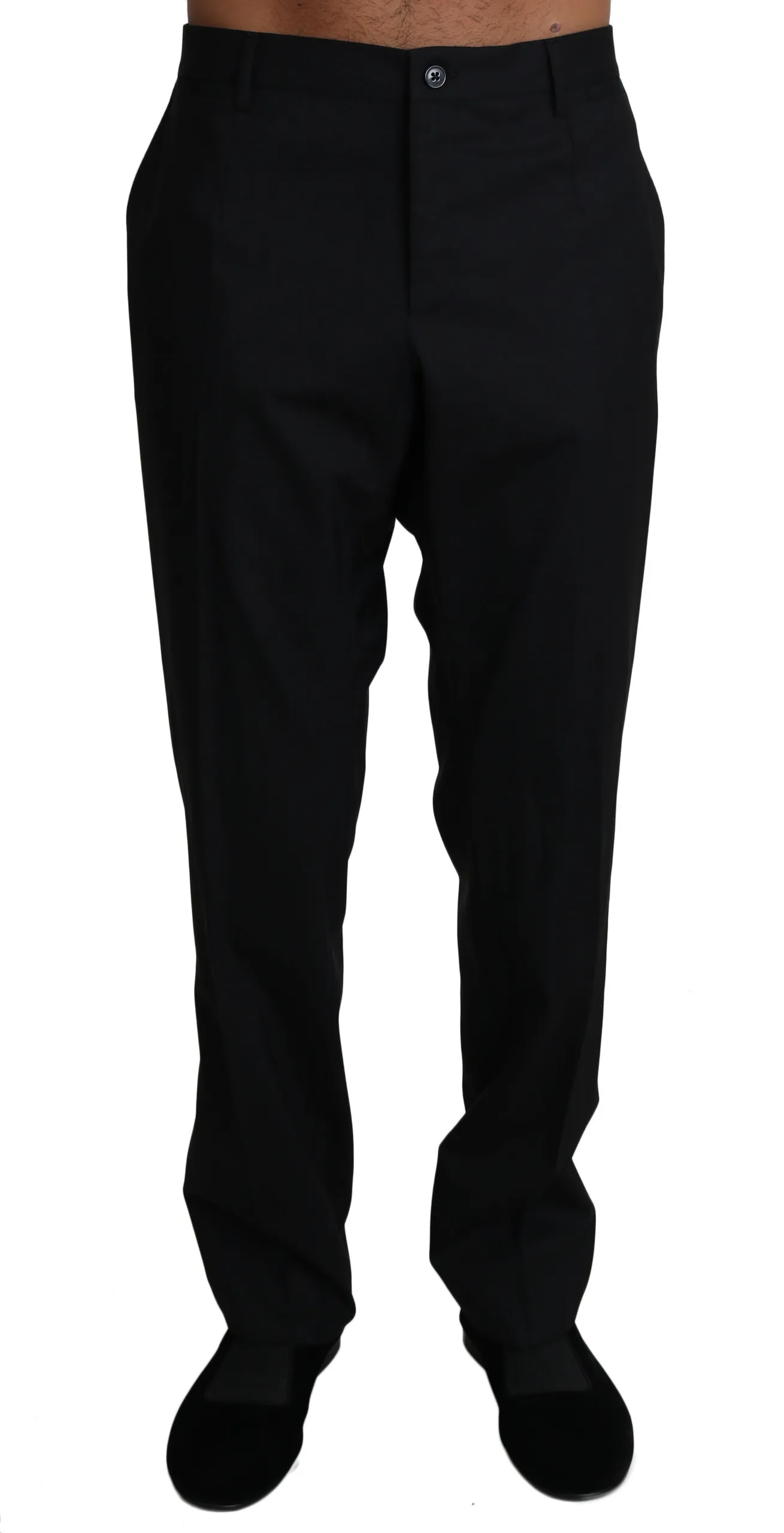 Dolce & Gabbana Men's Elegant Black Formal Wool Blend Trousers