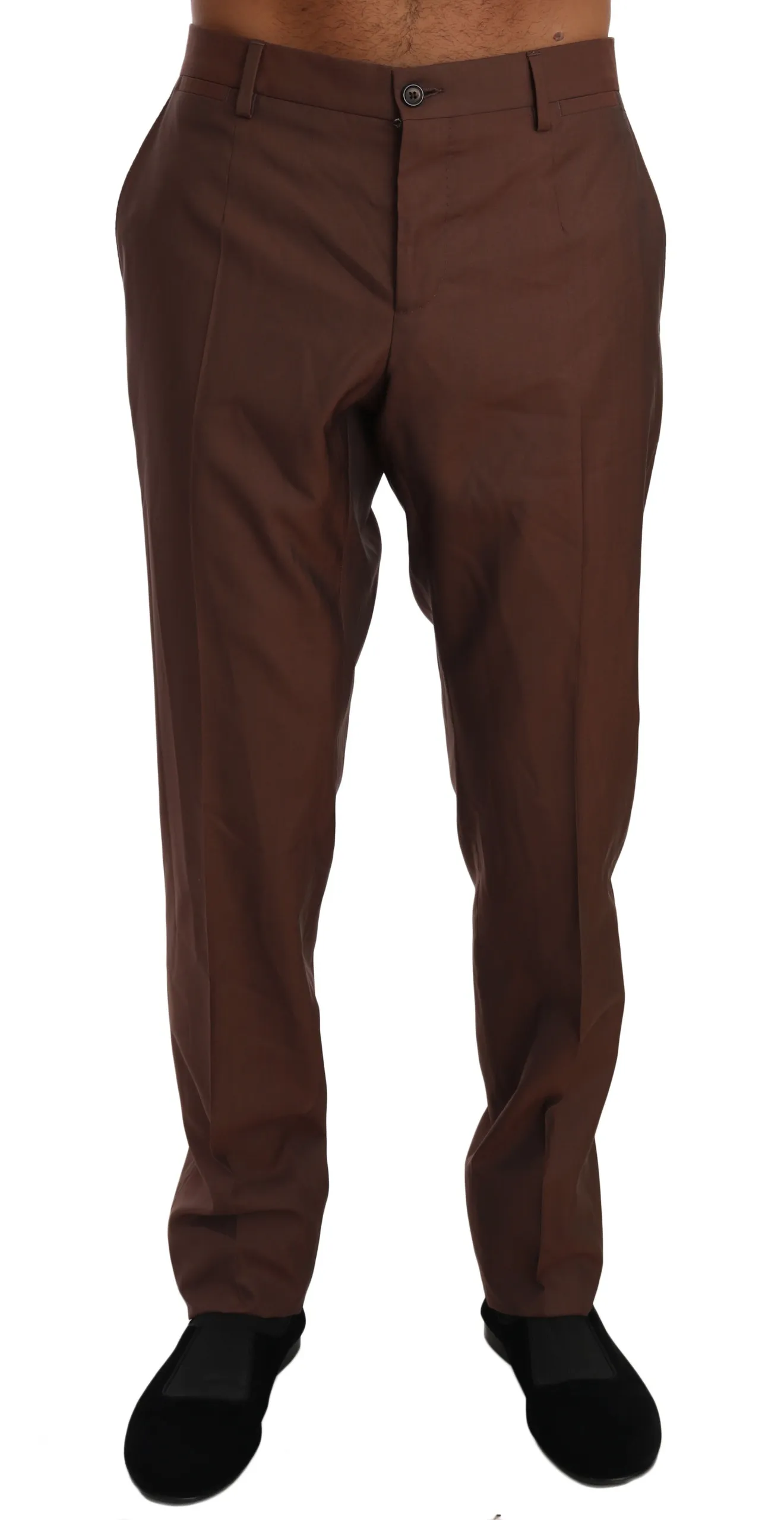 Dolce & Gabbana Men's Elegant Brown Wool-Silk Formal Pants