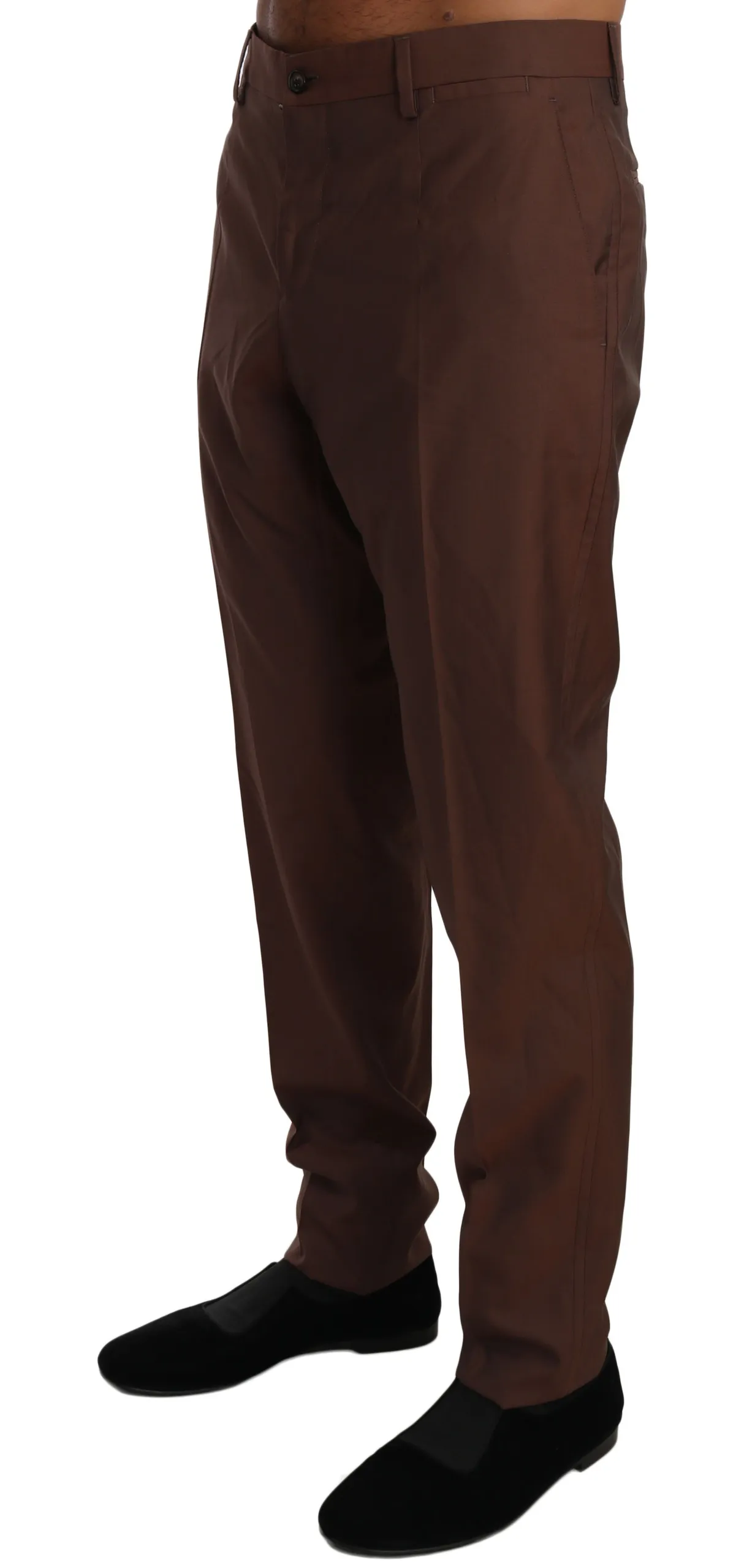 Dolce & Gabbana Men's Elegant Brown Wool-Silk Formal Pants