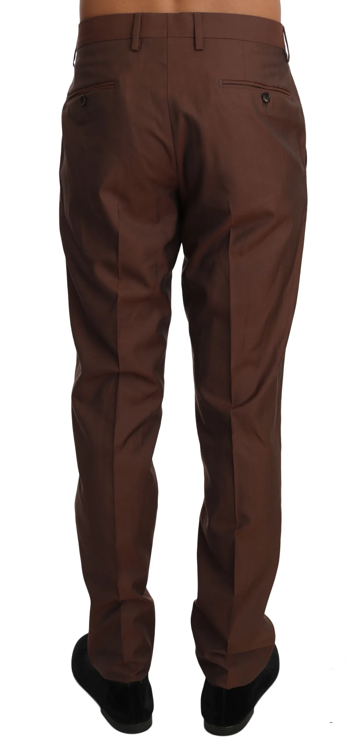 Dolce & Gabbana Men's Elegant Brown Wool-Silk Formal Pants