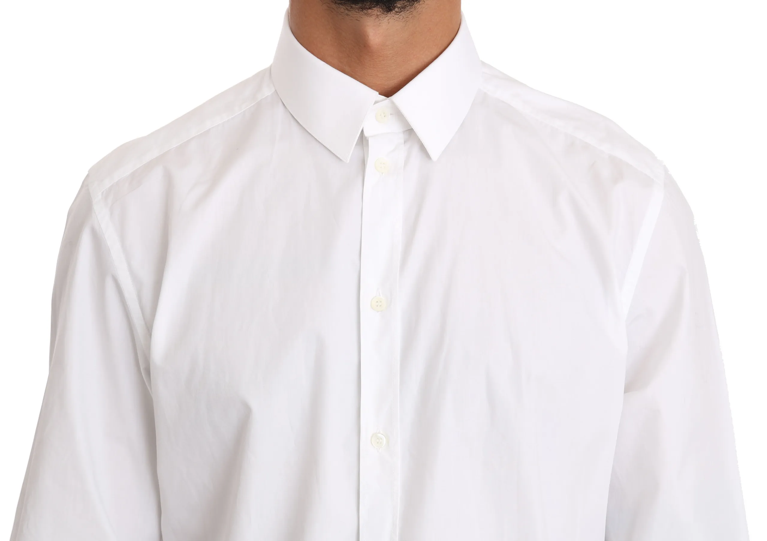 Dolce & Gabbana Men's Elegant Slim Fit Dress Shirt in Pure White