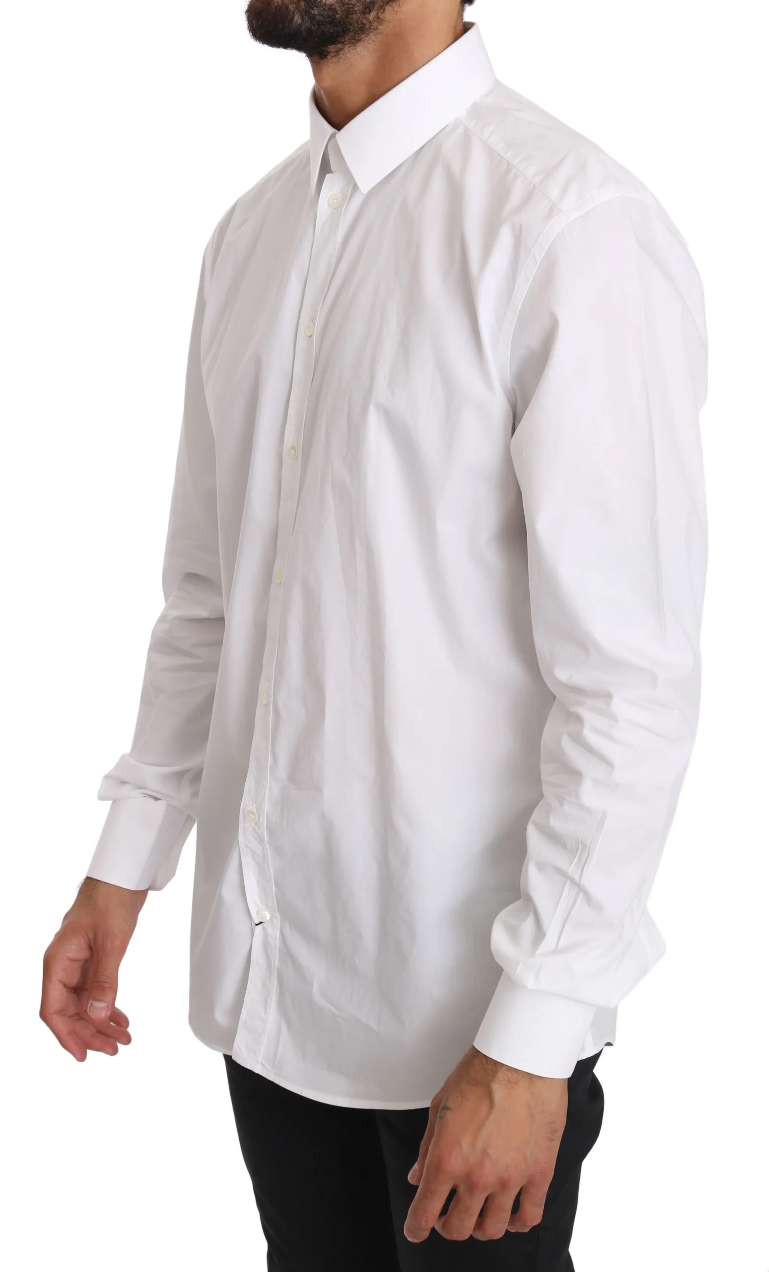 Dolce & Gabbana Men's Elegant Slim Fit Dress Shirt in Pure White