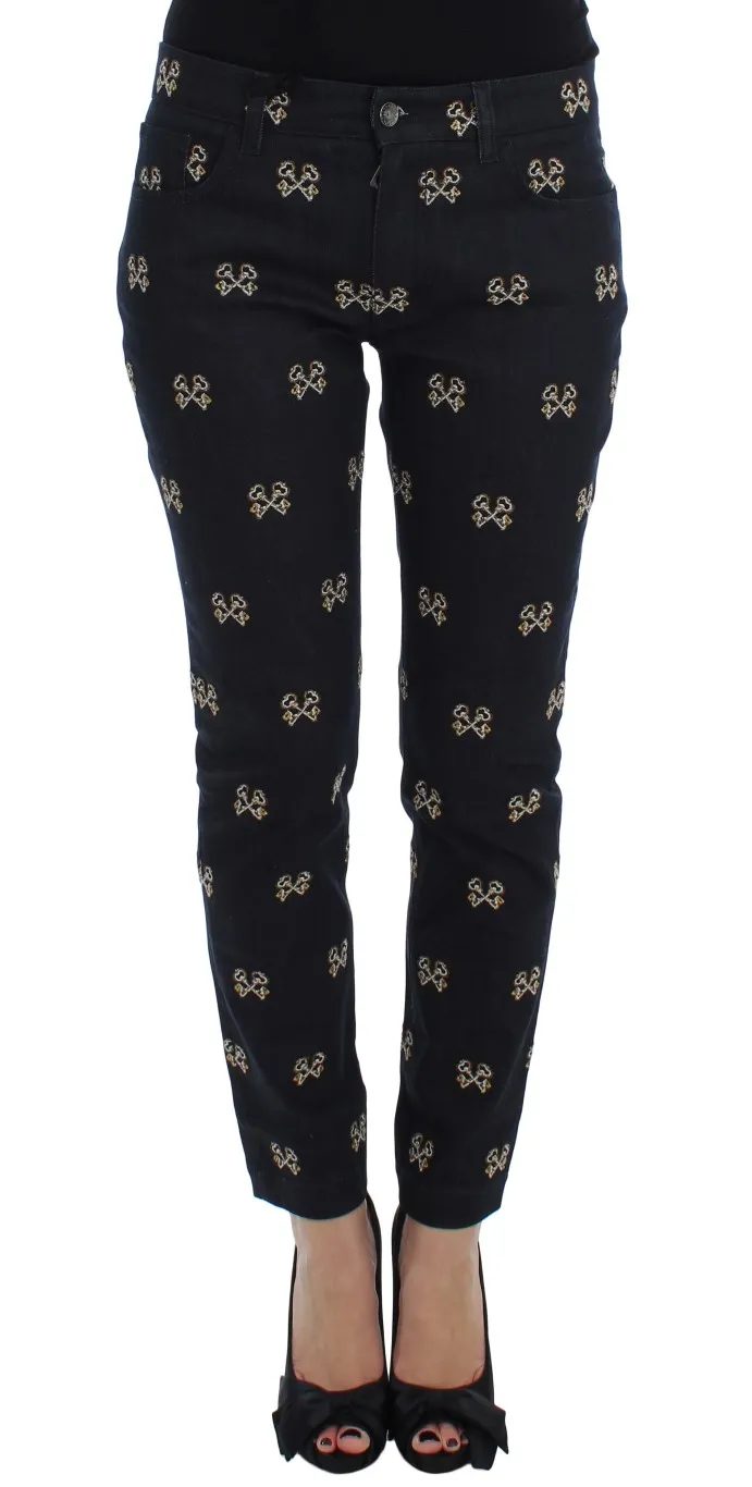 Dolce & Gabbana Women's Elegant Embroidered Slim Fit Denim Jeans