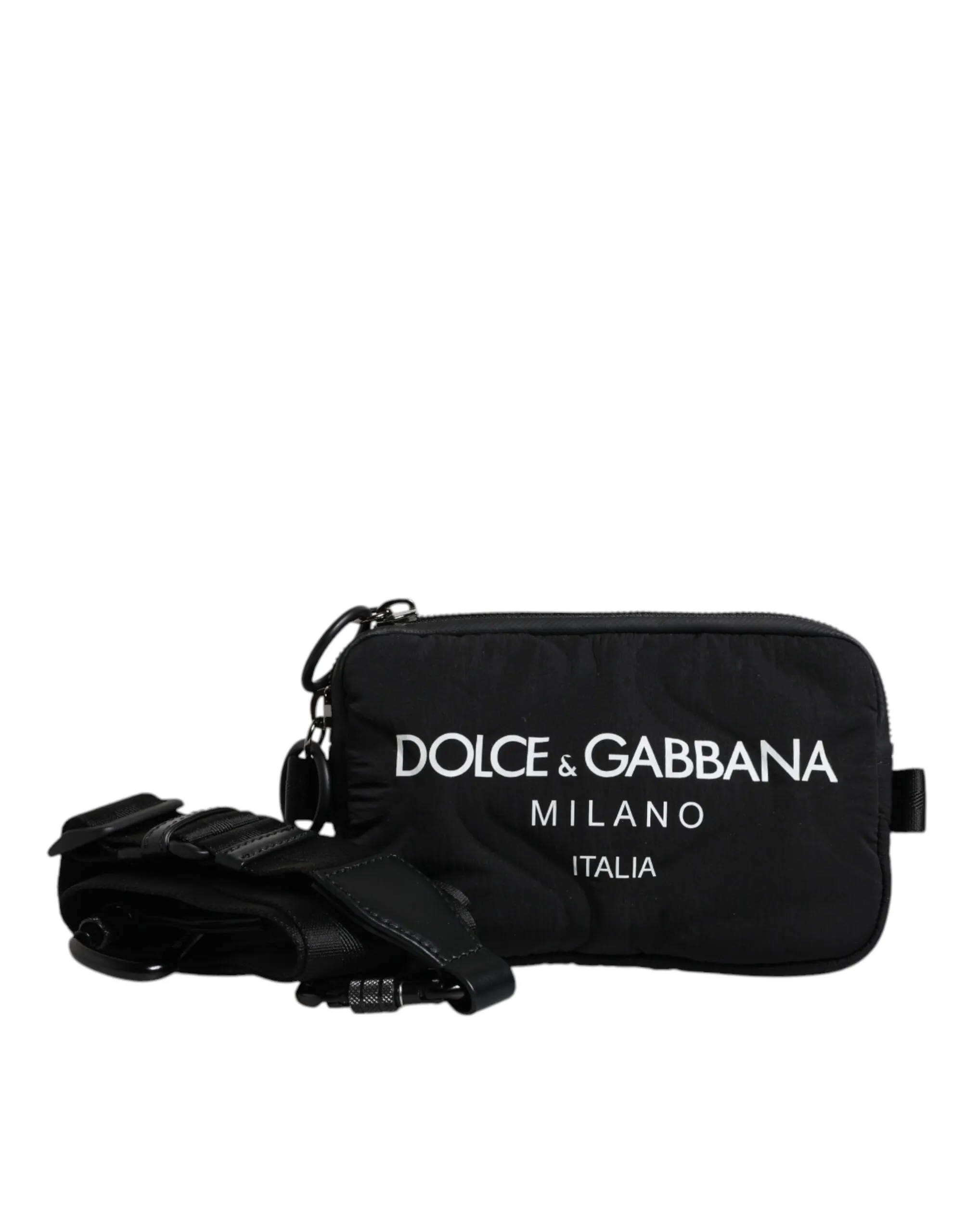 Dolce & Gabbana Men's Black Nylon Logo Purse Crossbody Sling Bag