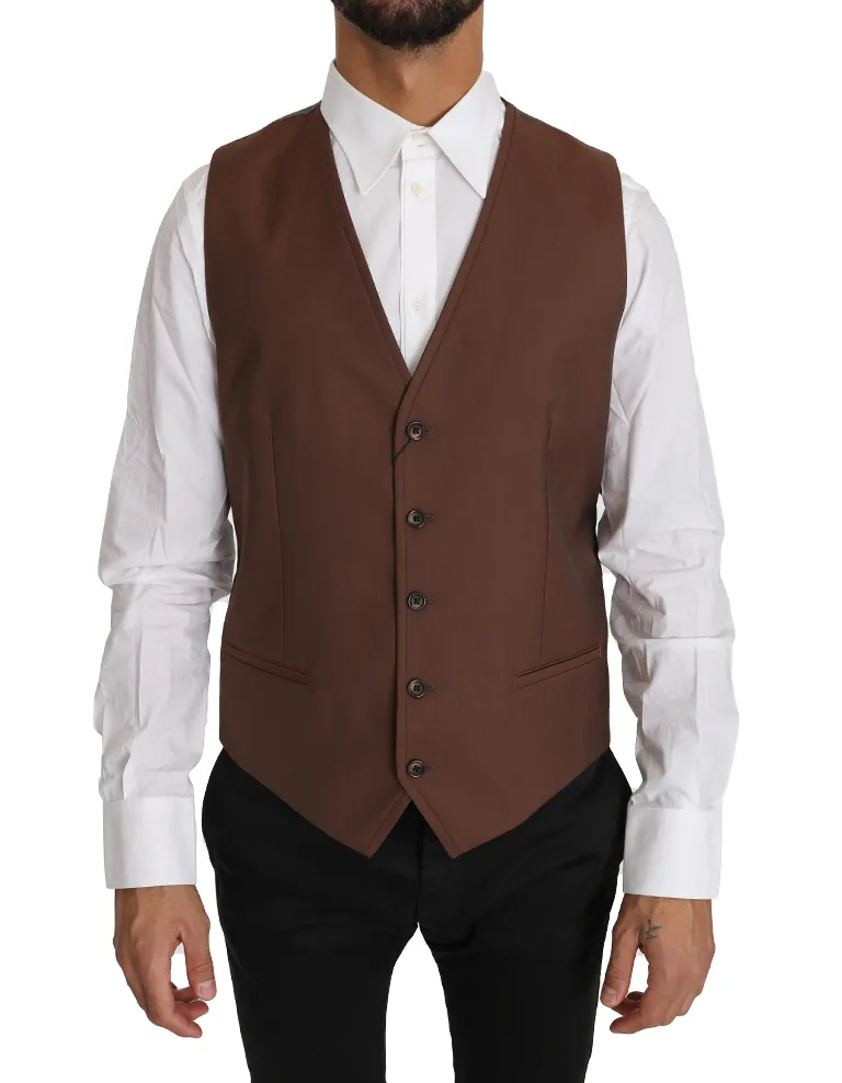 Dolce & Gabbana Men's Sleek Bronze & Gray Formal Vest Slim Fit