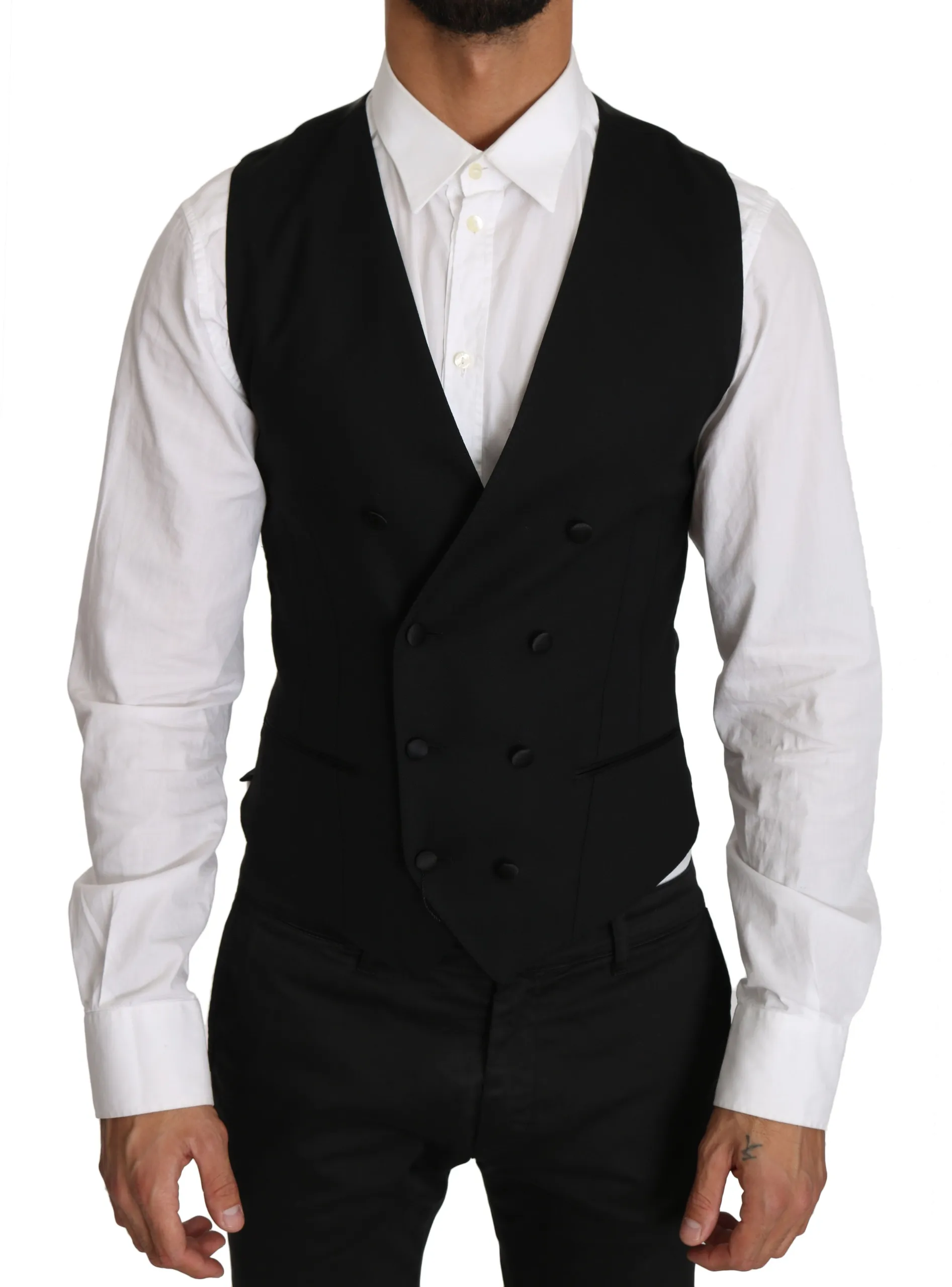 Dolce & Gabbana Men's Sleek Double Breasted Slim Fit Wool Vest