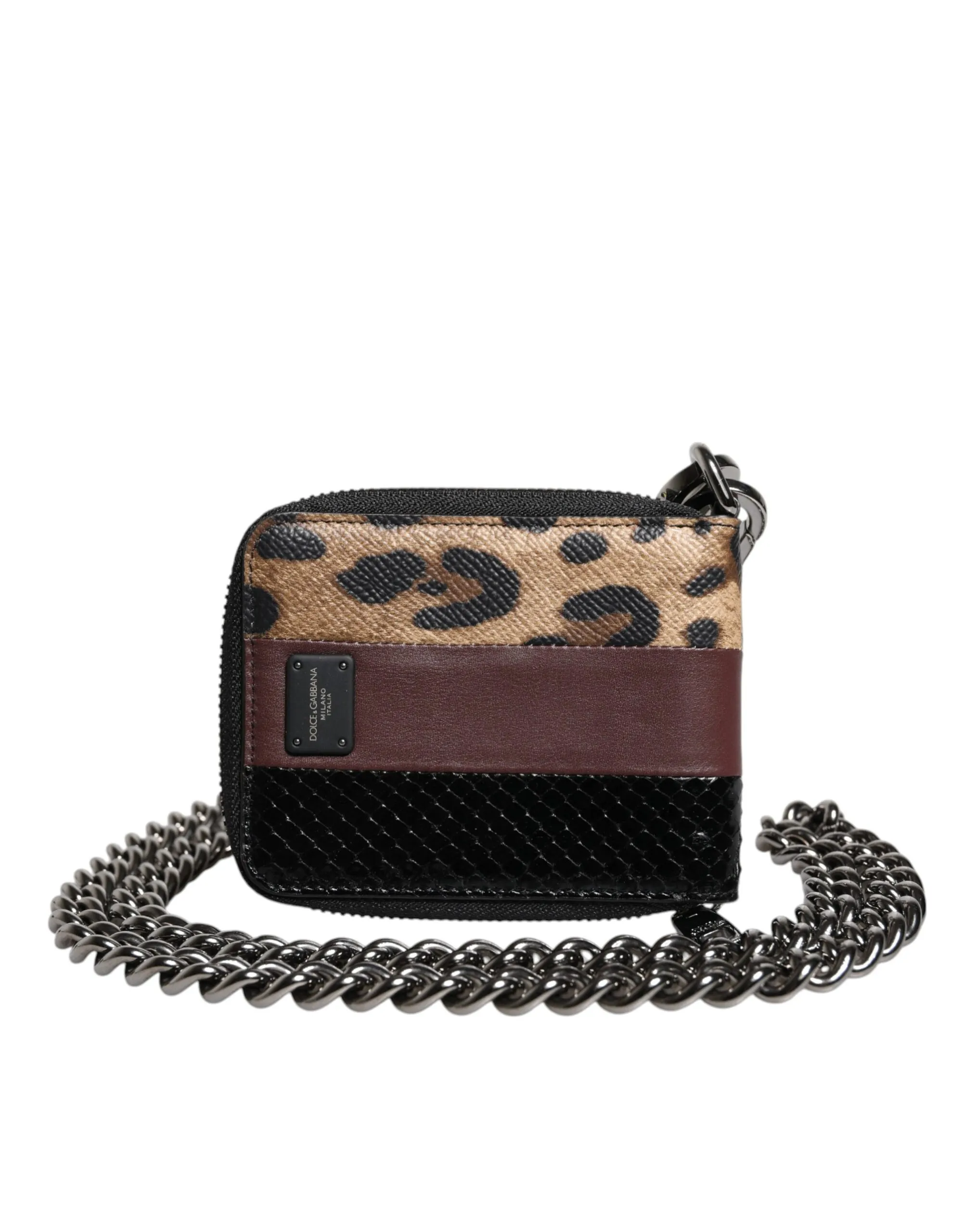 Dolce & Gabbana Women's Multicolor Leopard Leather DG Bifold Card Holder Wallet