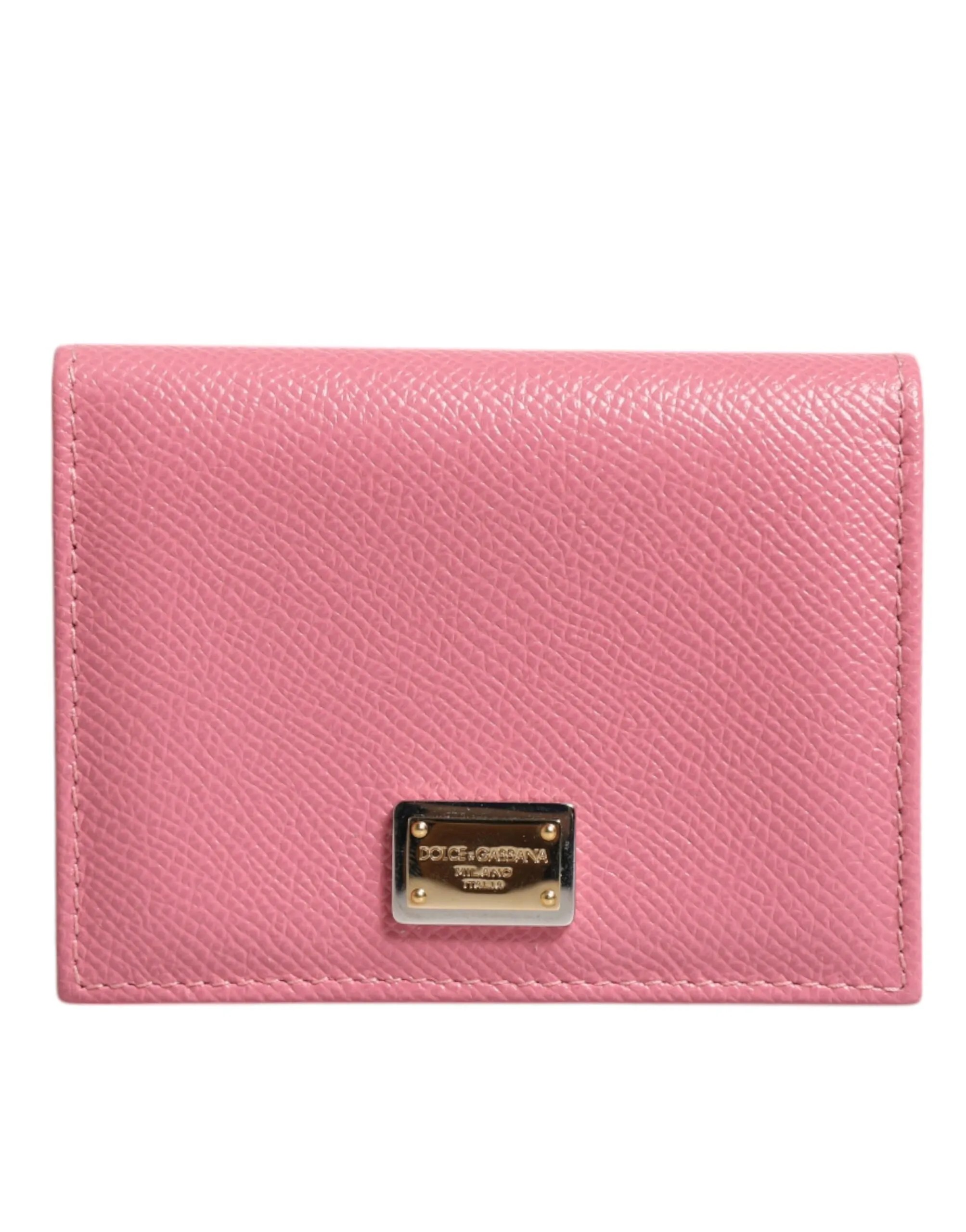 Dolce & Gabbana Women's Pink Calfskin Leather DG Logo Bifold Card Slot Wallet