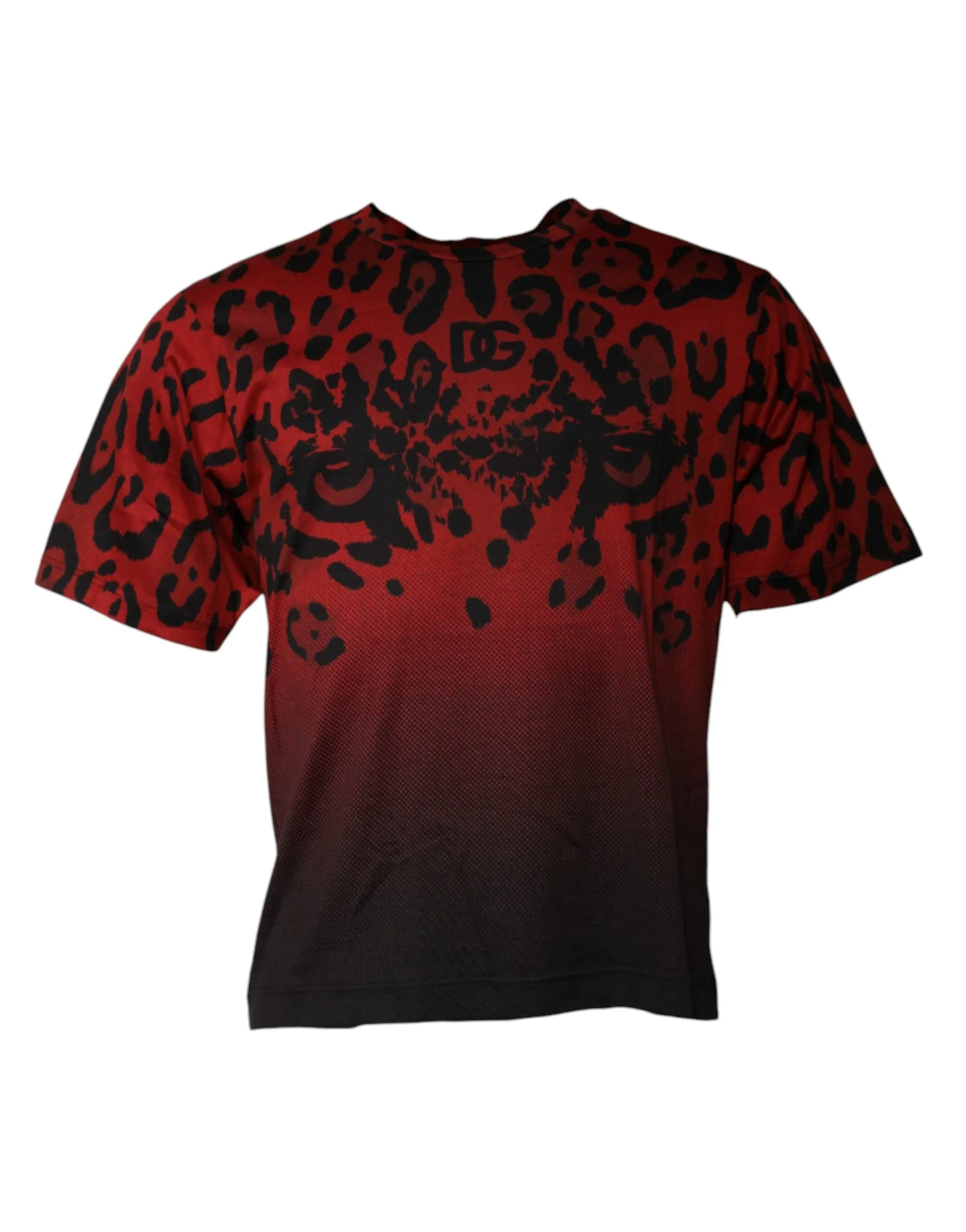 Dolce & Gabbana Men's Red Leopard Cotton Short Sleeves T-shirt