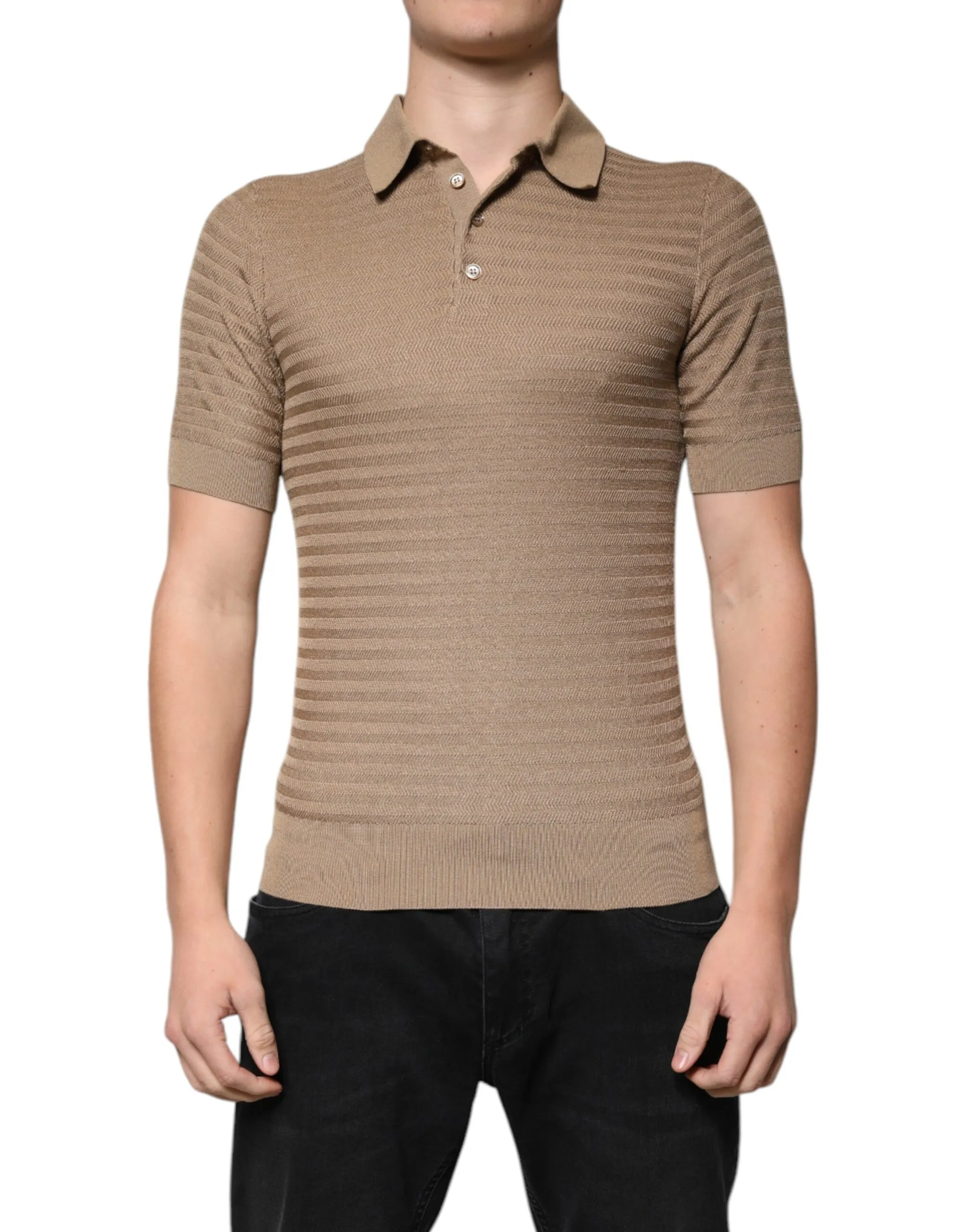 Dolce & Gabbana Men's Brown Collared Short Sleeves Polo T-shirt