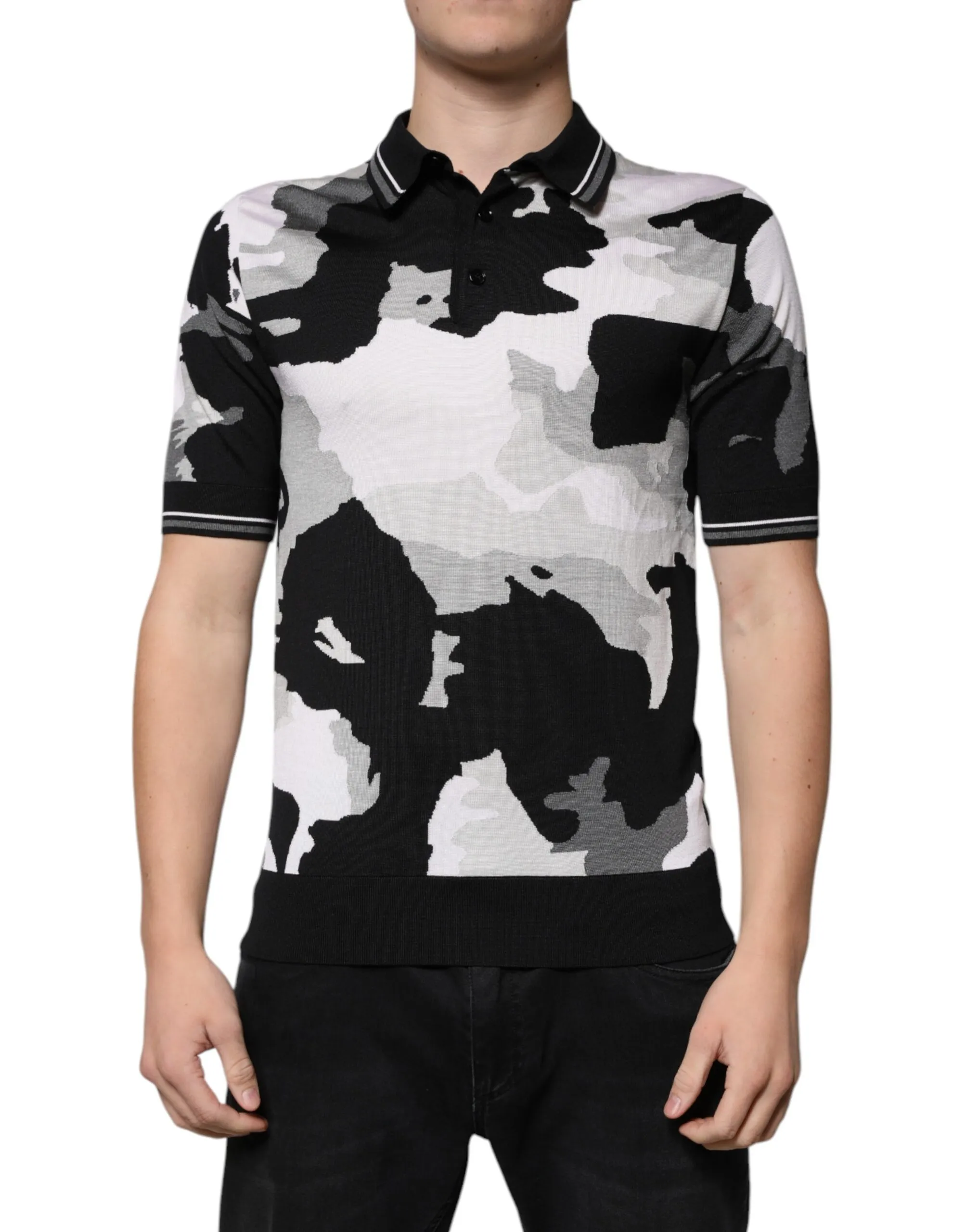 Dolce & Gabbana Men's Multicolor Camouflage Collared Polo T-shirt
