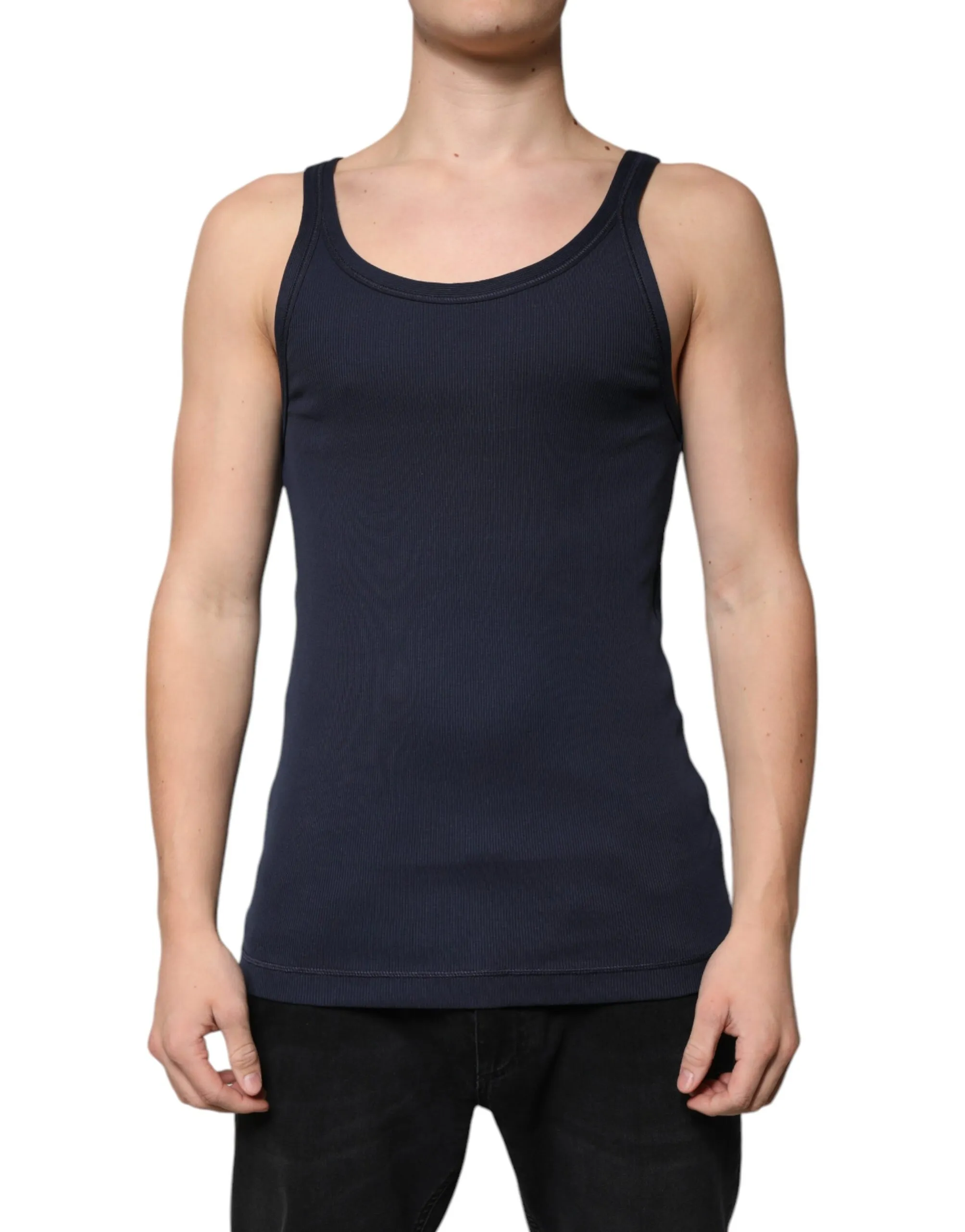 Dolce & Gabbana Men's Blue Cotton Sleeveless Round Neck Tank T-shirt