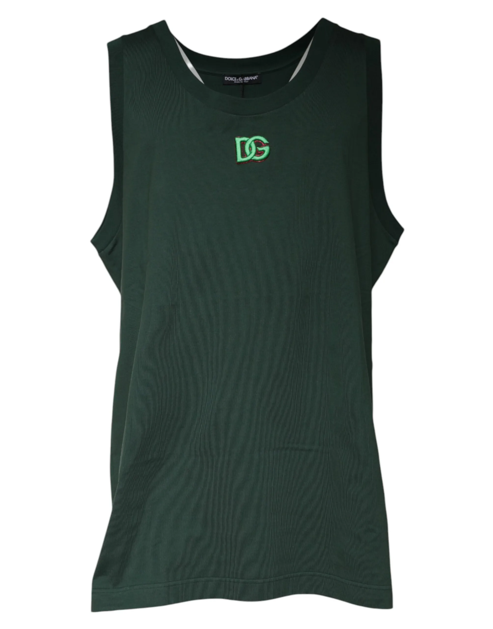 Dolce & Gabbana Men's Green DG Sleeveless Round Neck Tank T-shirt