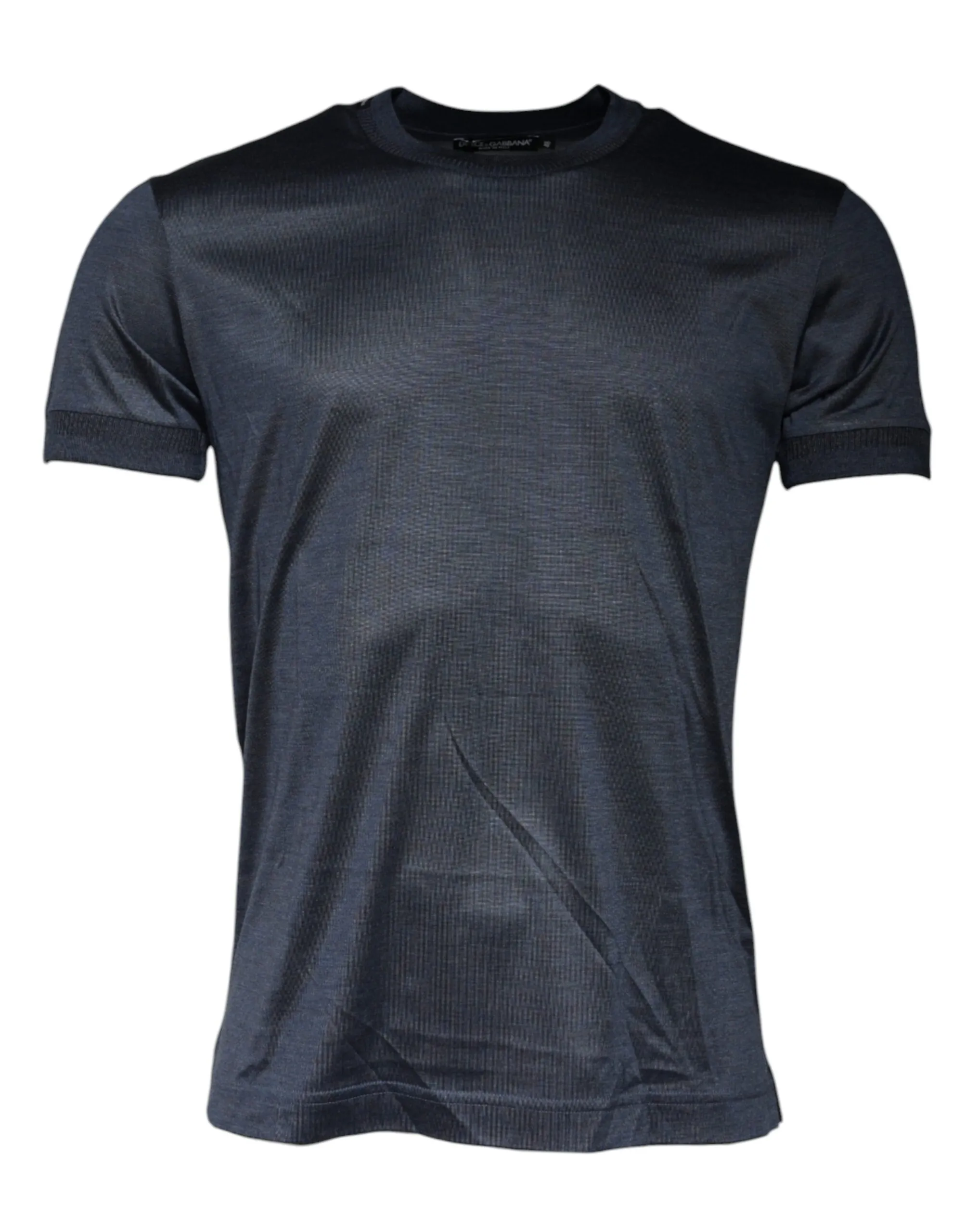 Dolce & Gabbana Men's Blue Silk Crew Neck Short Sleeves T-shirt