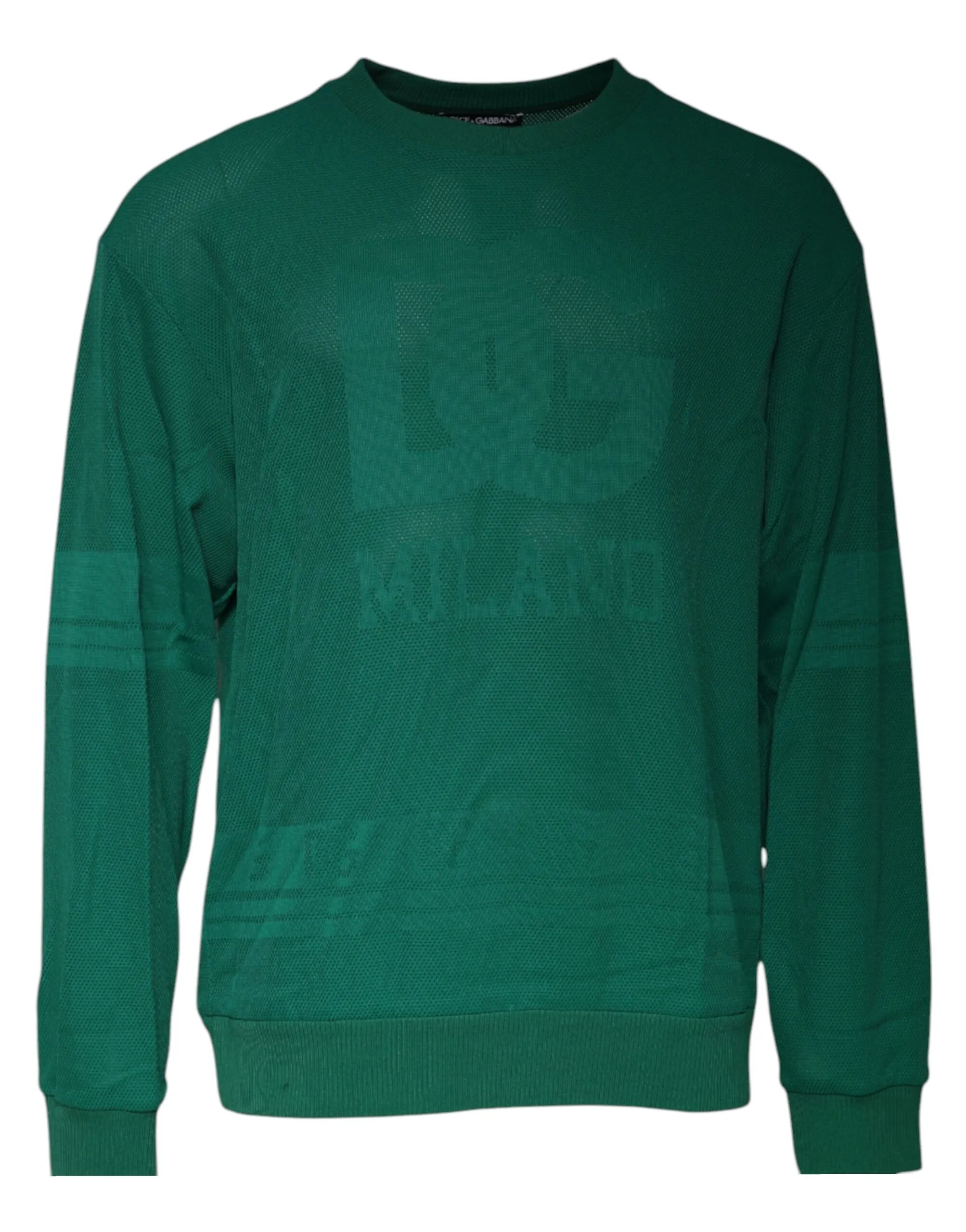Dolce & Gabbana Men's Green Logo Nylon Crew Neck Pullover Sweater