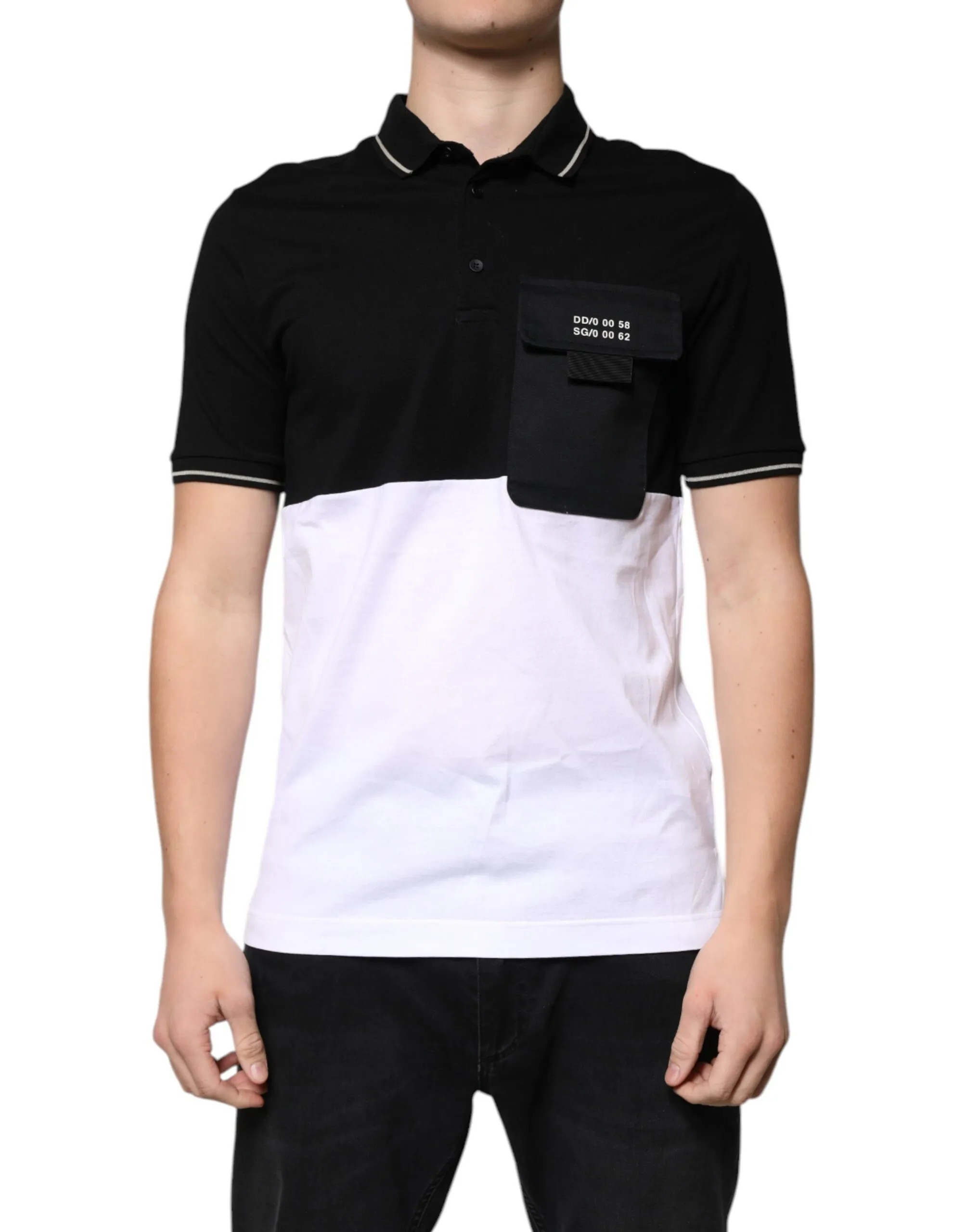 Dolce & Gabbana Men's Black White Cotton Short Sleeves Polo T-shirt