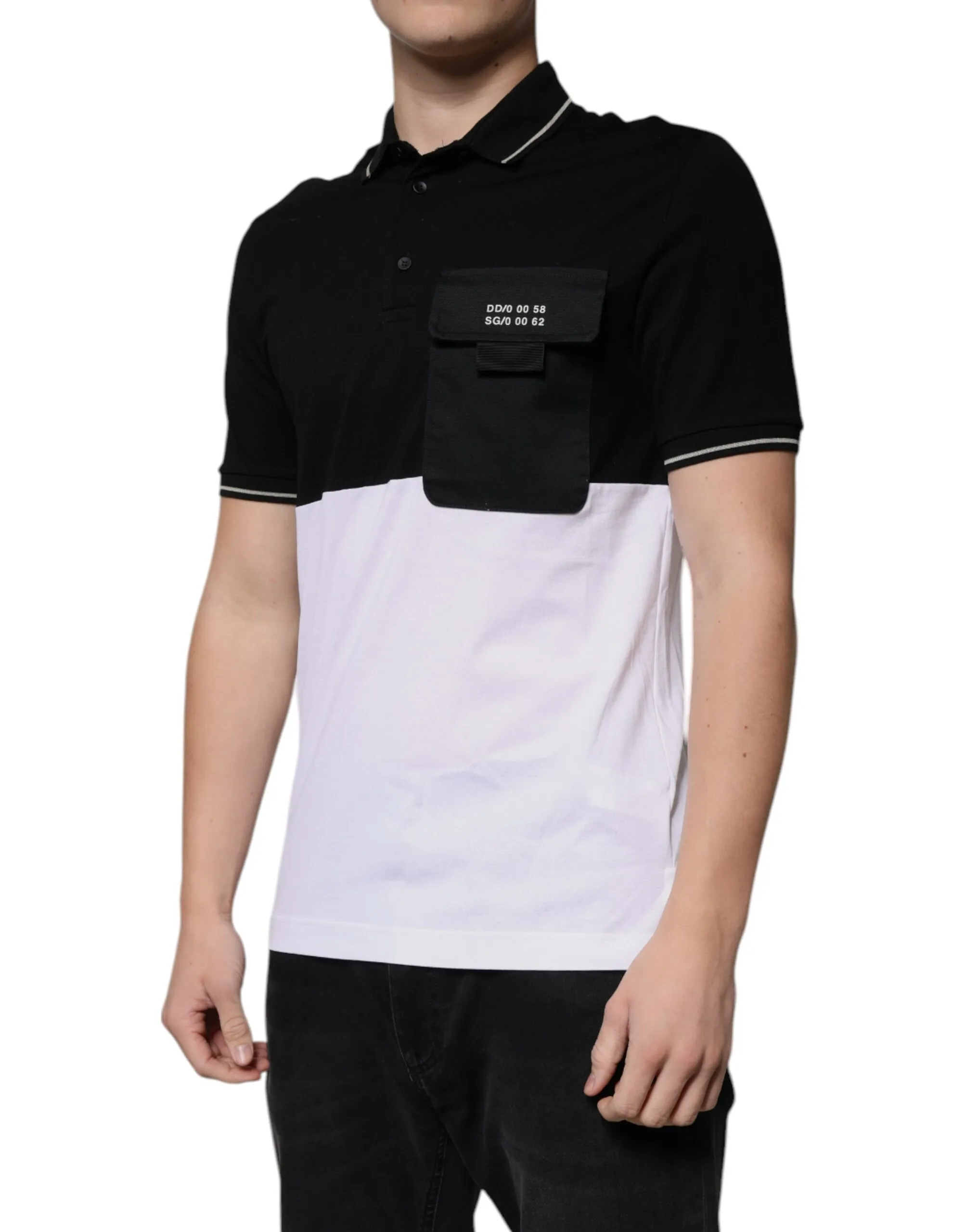 Dolce & Gabbana Men's Black White Cotton Short Sleeves Polo T-shirt