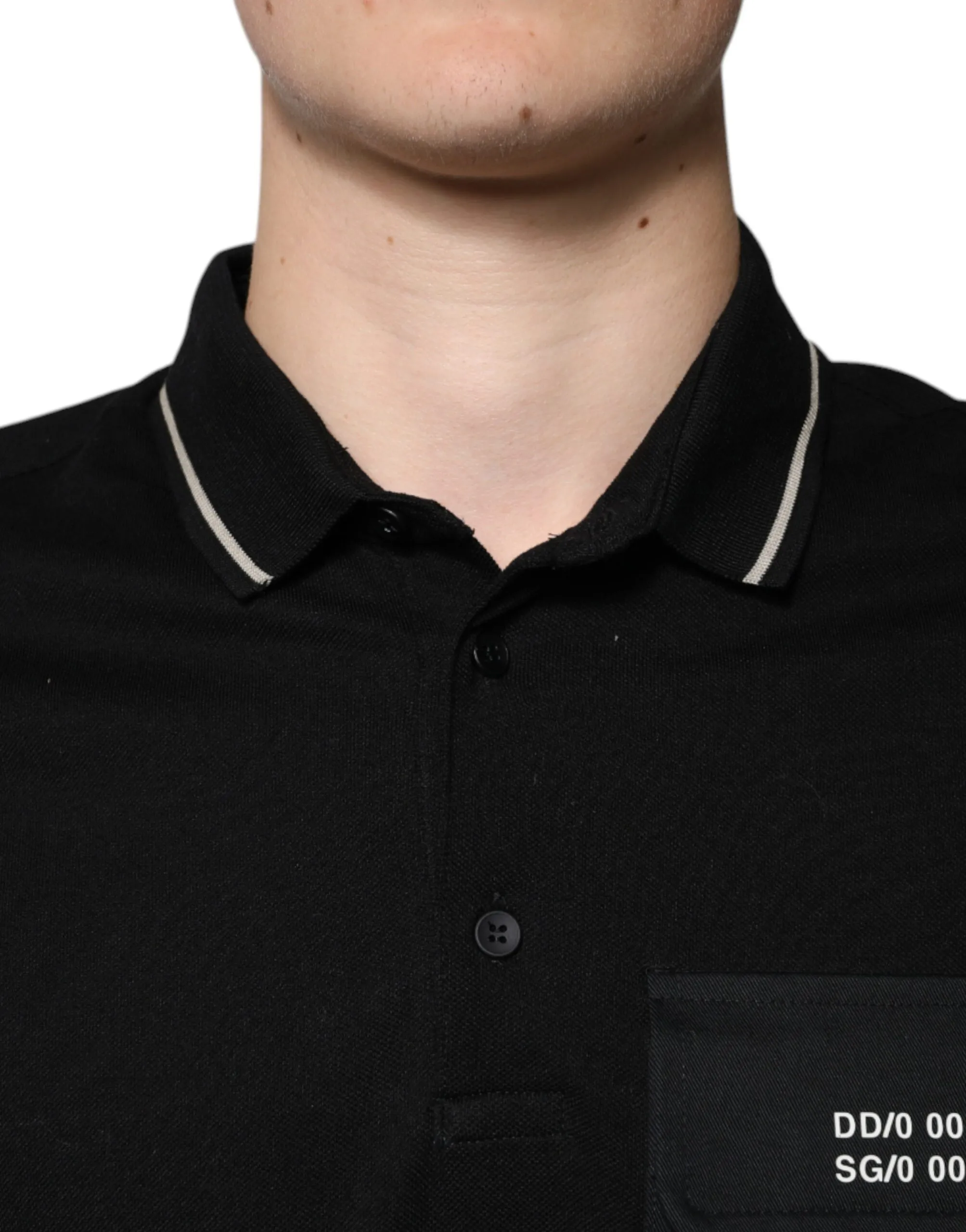 Dolce & Gabbana Men's Black White Cotton Short Sleeves Polo T-shirt
