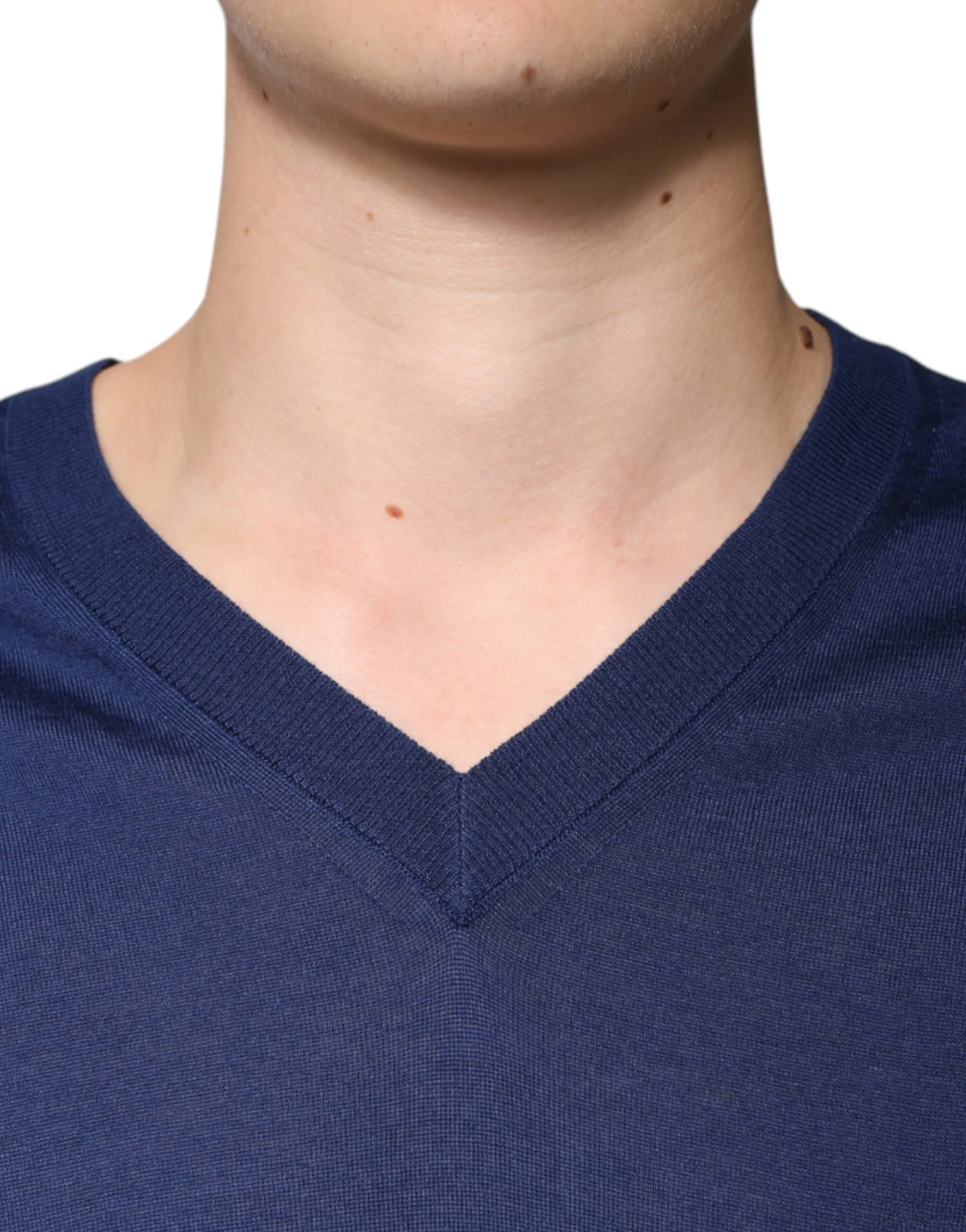 Dolce & Gabbana Men's Navy Blue Cashmere V-neck Pullover Sweater