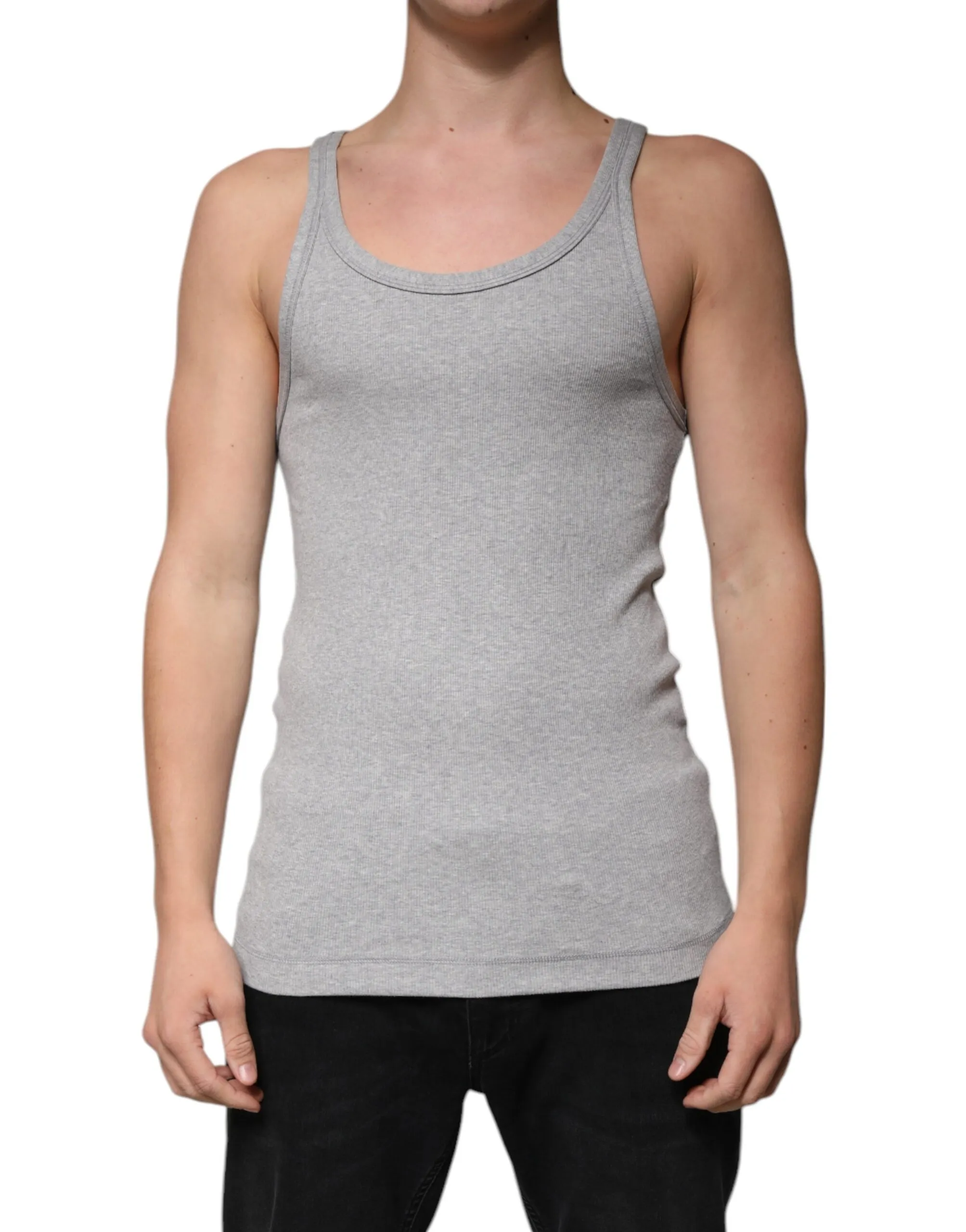 Dolce & Gabbana Men's Gray Cotton Sleeveless Round Neck Tank T-shirt