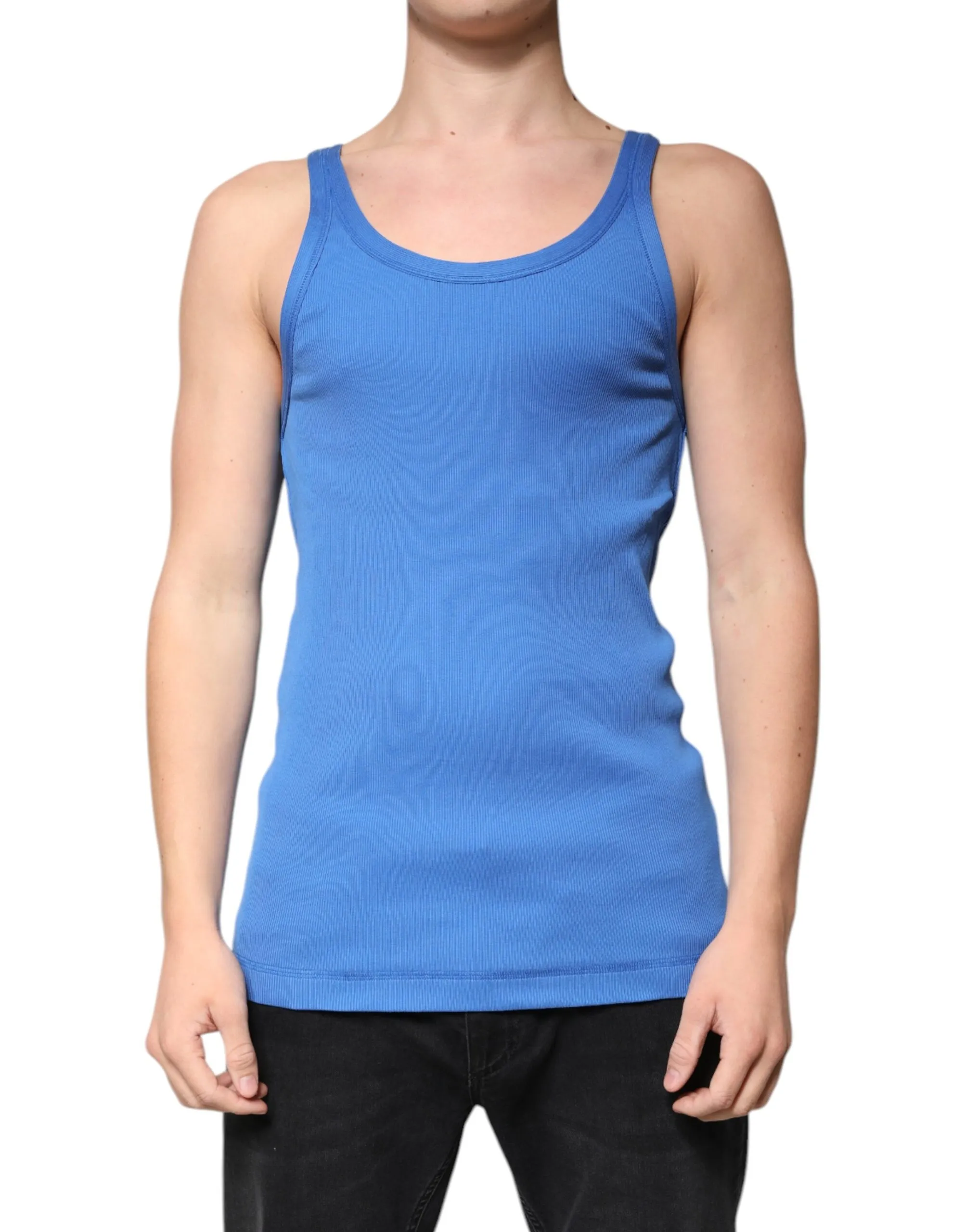 Dolce & Gabbana Men's Blue Cotton Sleeveless Round Neck Tank T-shirt