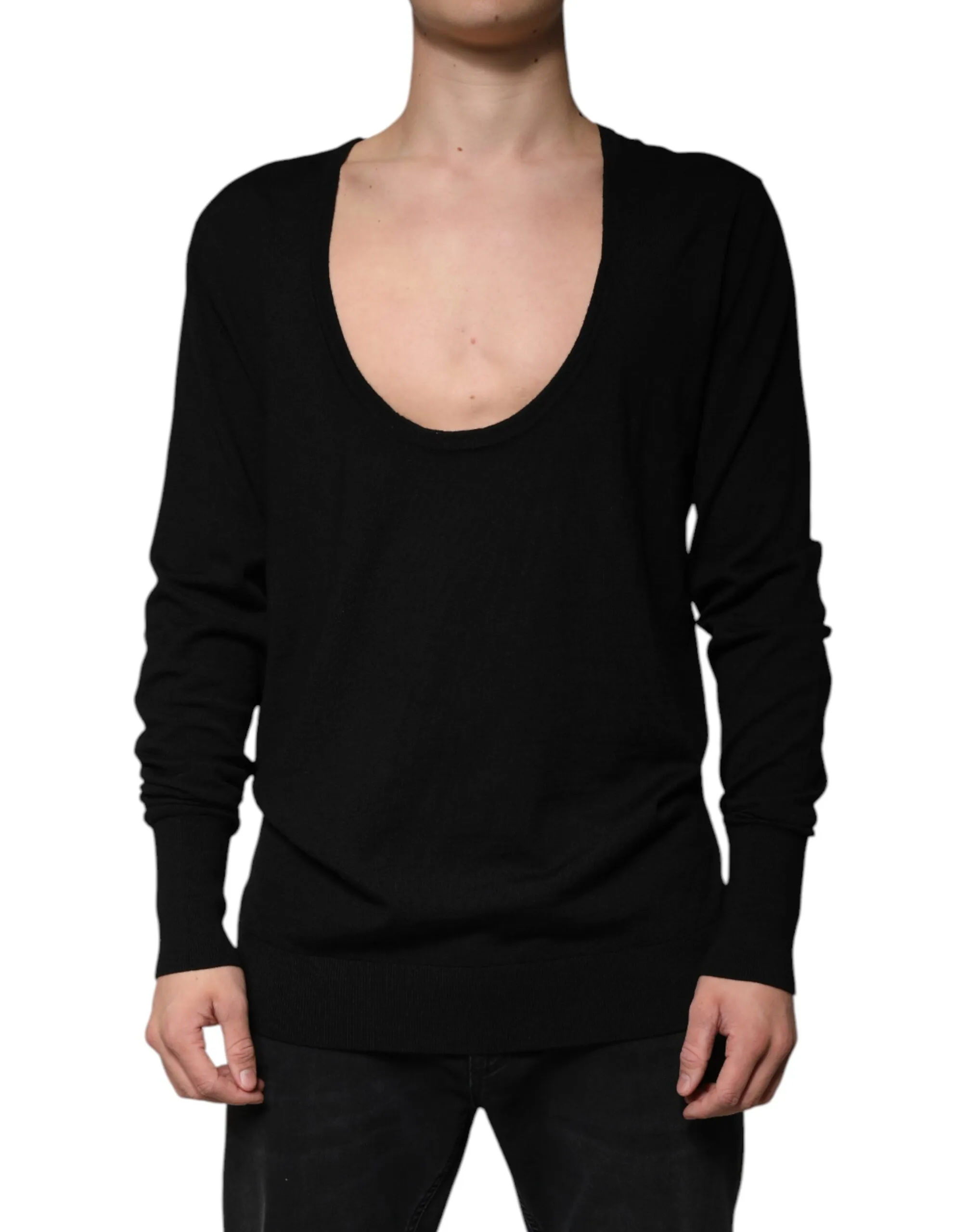 Dolce & Gabbana Men's Black Wool Round Neck Pullover Sweater