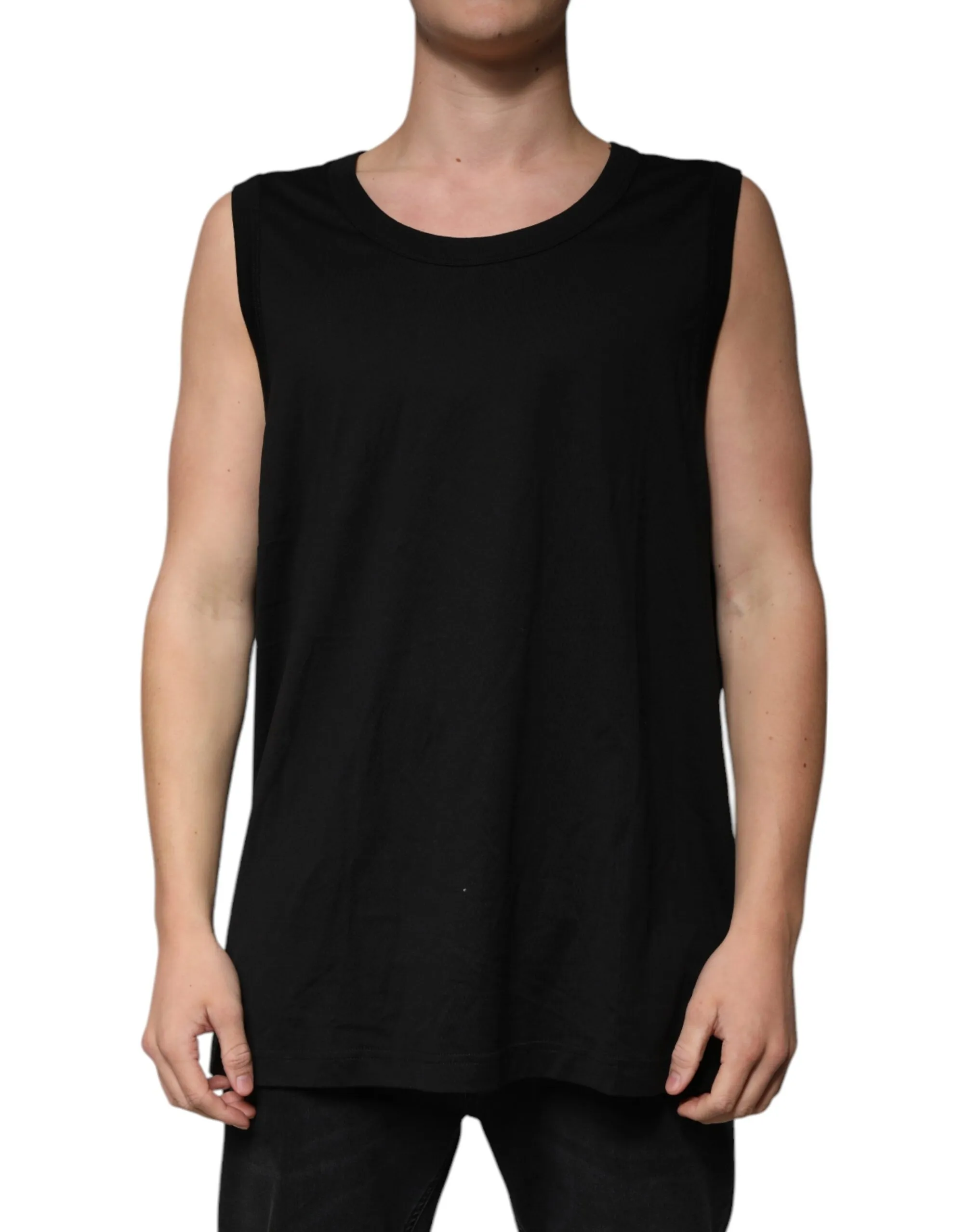 Dolce & Gabbana Men's Black Cotton Sleeveless Round Neck Tank T-shirt