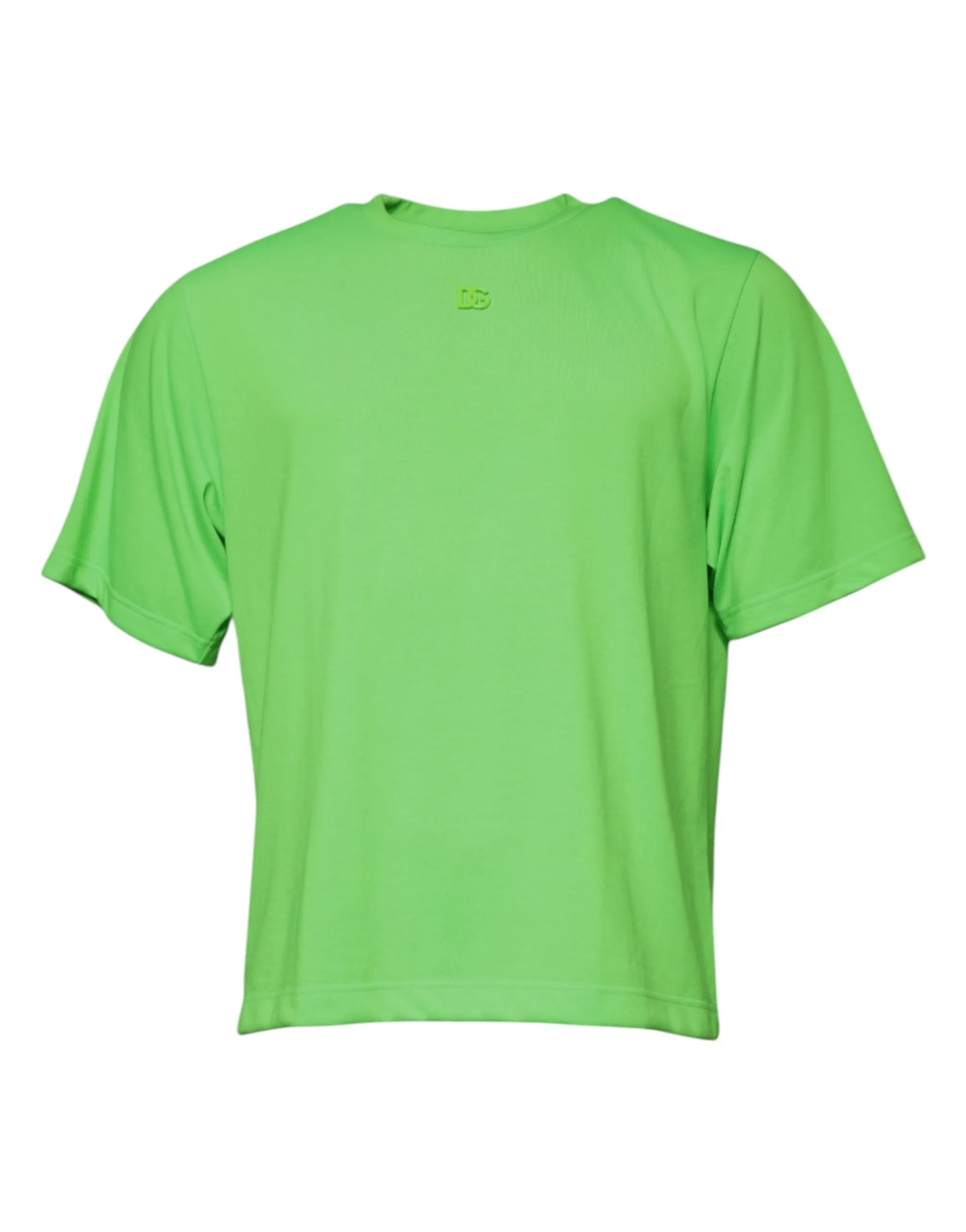 Dolce & Gabbana Men's Green Logo Polyester Crew Neck T-shirt