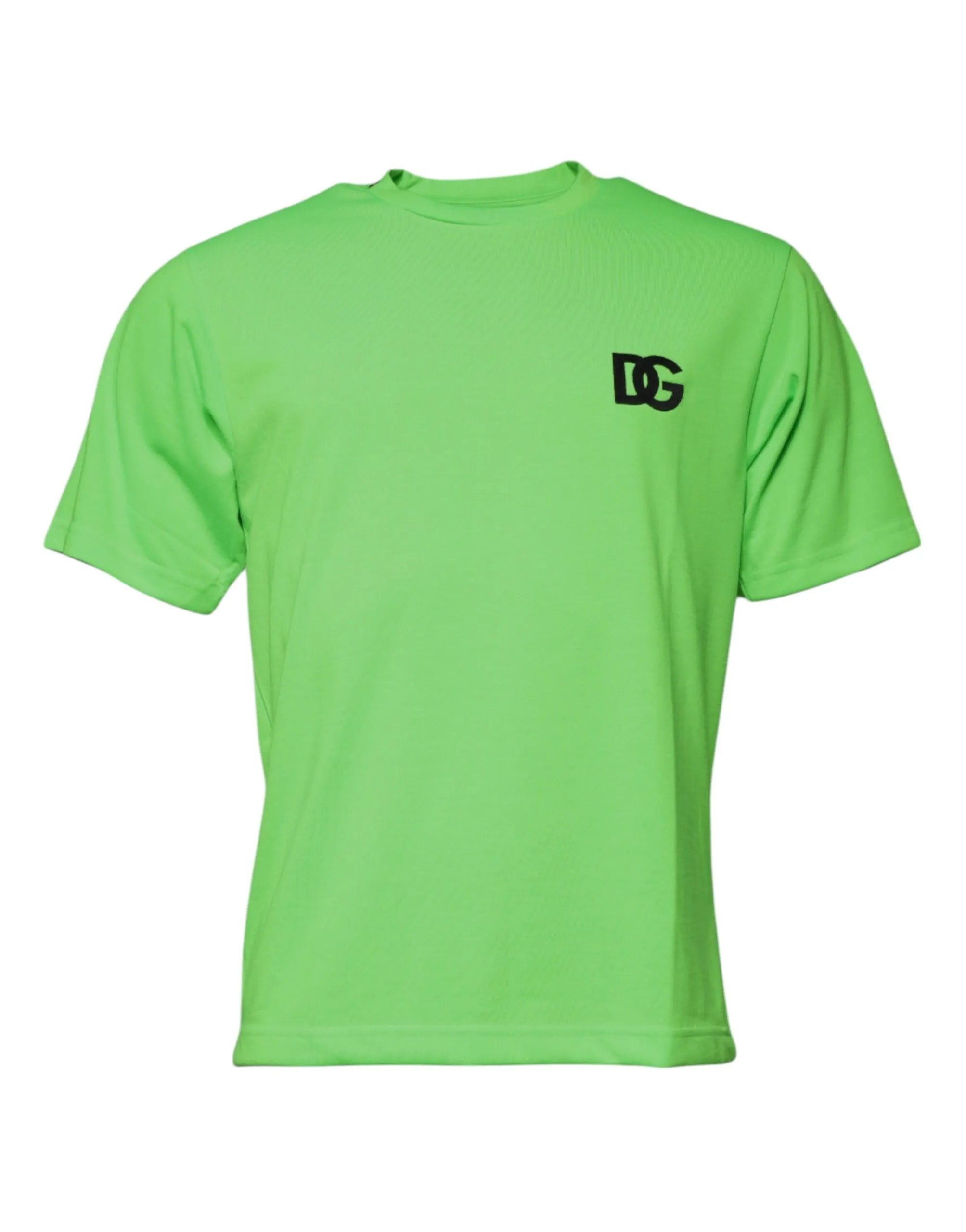 Dolce & Gabbana Men's Green Logo Polyester Crew Neck T-shirt